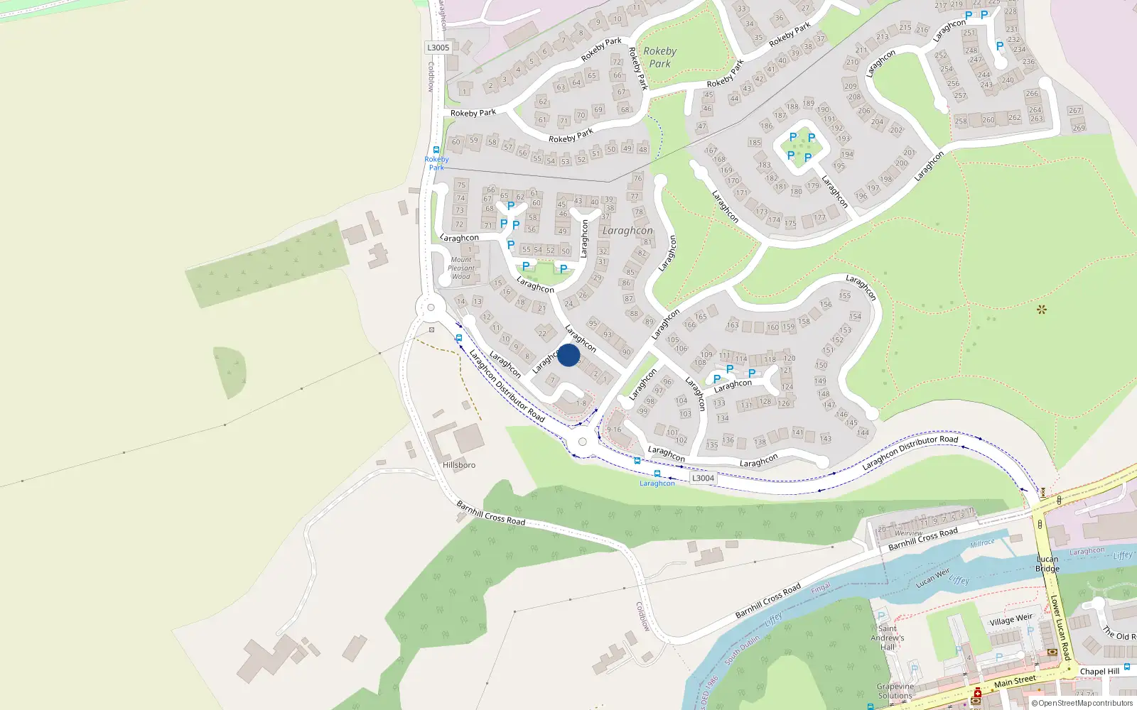 Overhead map showing the location of 6 Laraghcon, Lucan