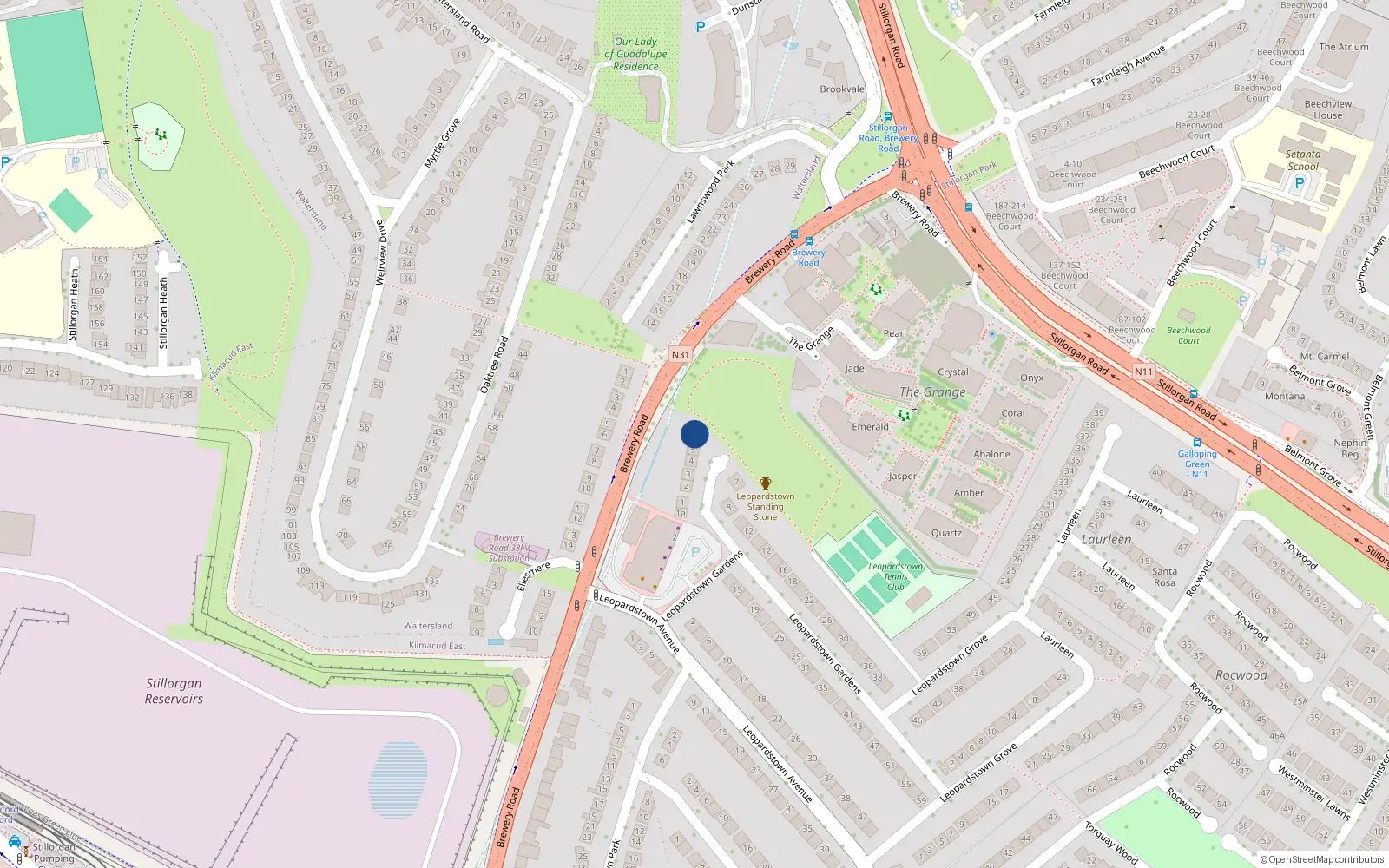 Overhead map showing the location of 6 Leopardstown Oaks, Blackrock