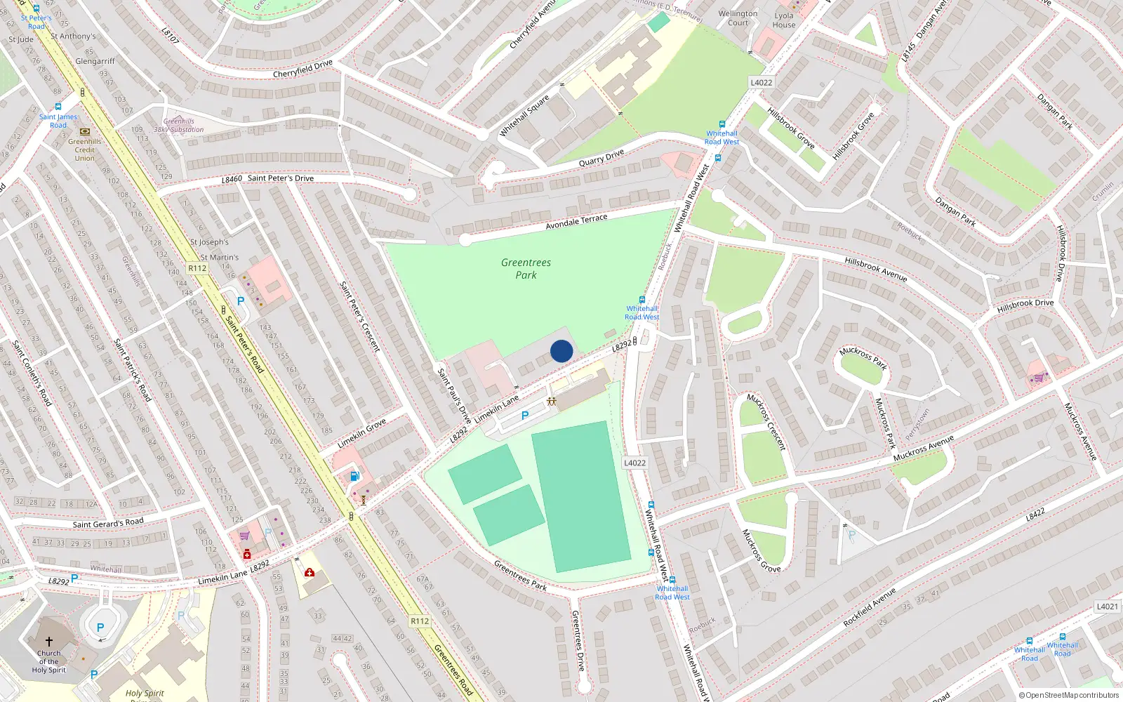Overhead map showing the location of 6 Limekiln Lane, Greenhills