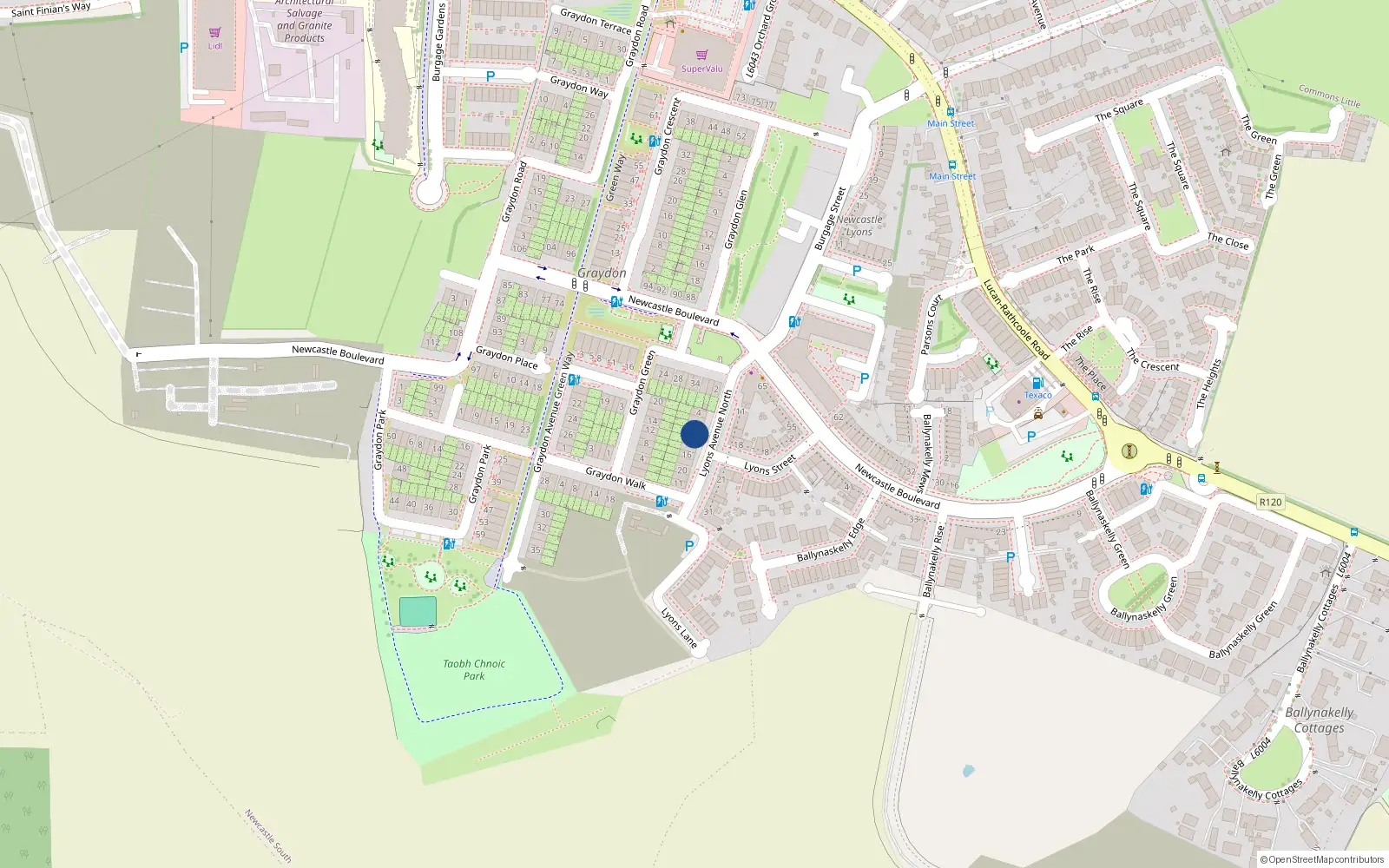 Overhead map showing the location of 6 Lyons Avenue, Newcastle South