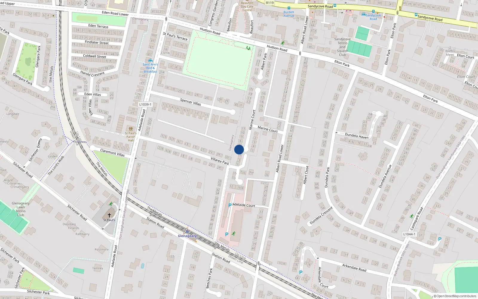 Overhead map showing the location of 6 Marine Court, Albert Road Lower, Glenageary