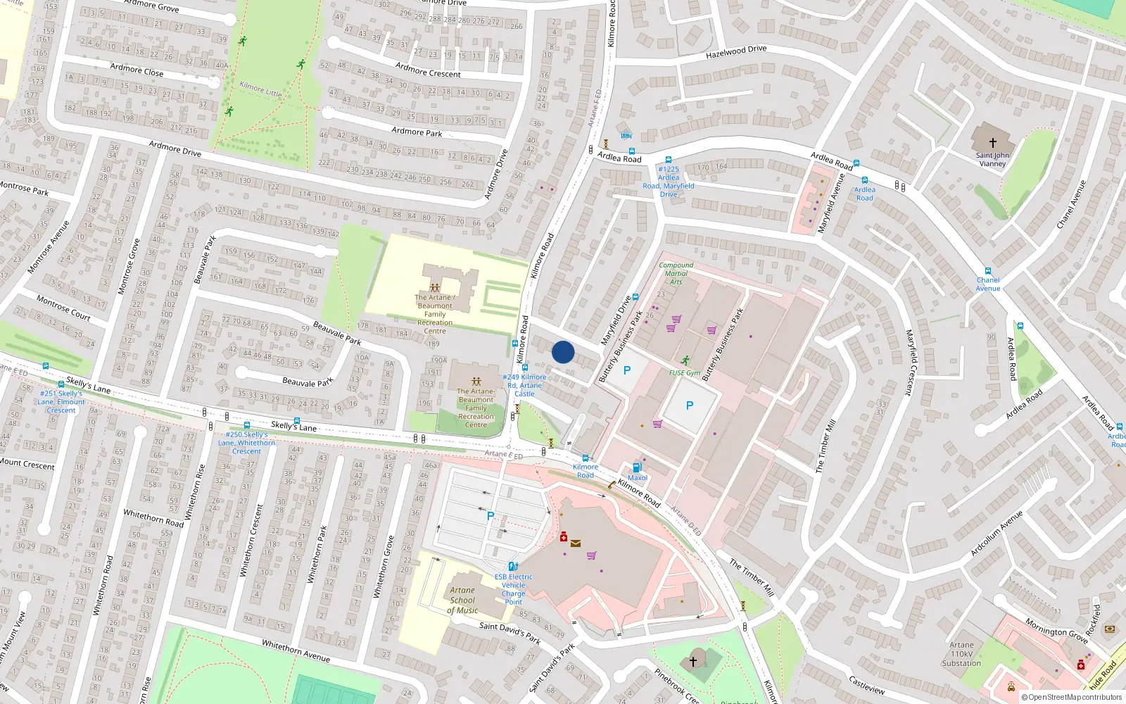 Overhead map showing the location of 6 Maryfield Drive, Artane, Dublin 5