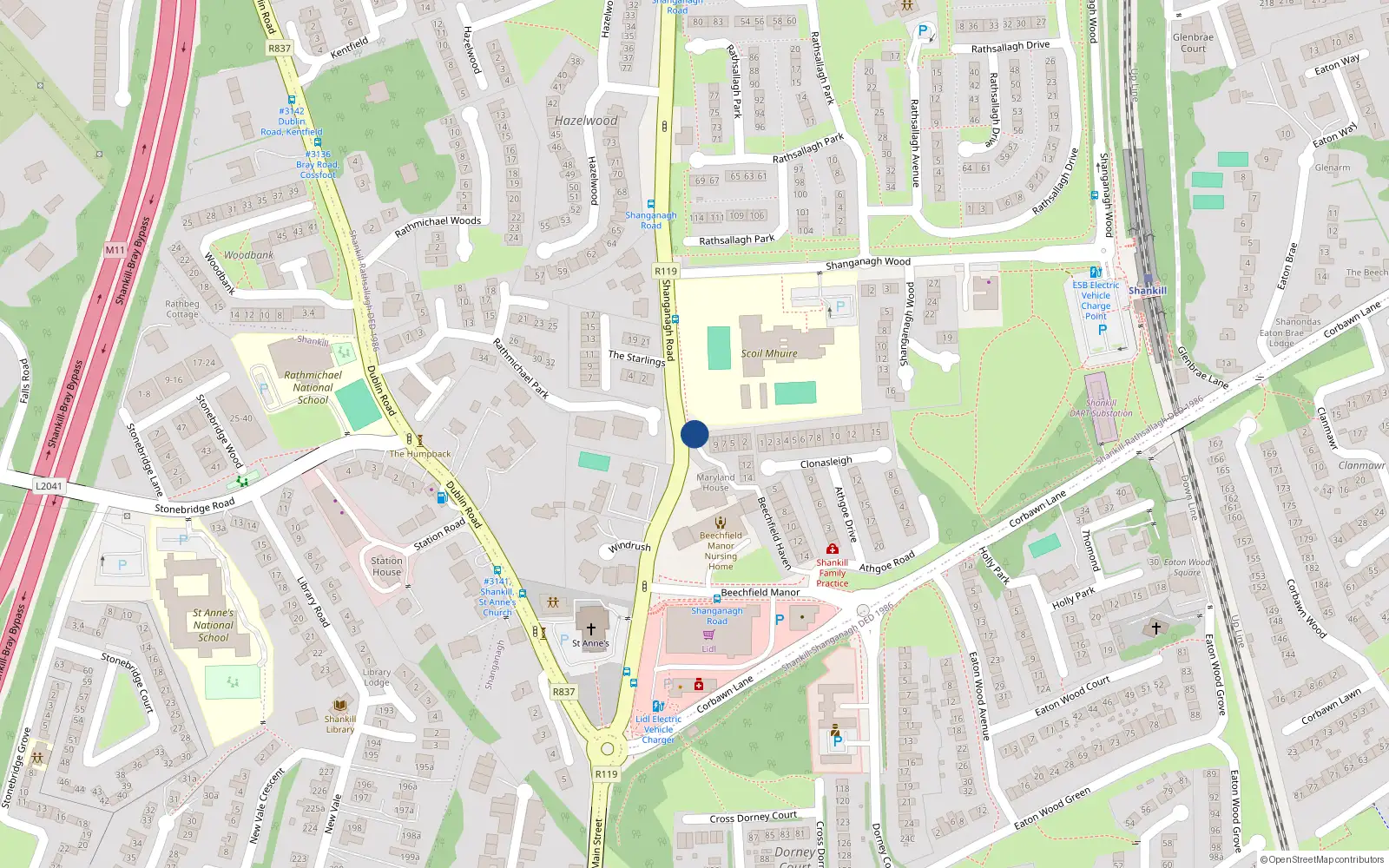 Overhead map showing the location of 6, 6 Maryland, Shankill