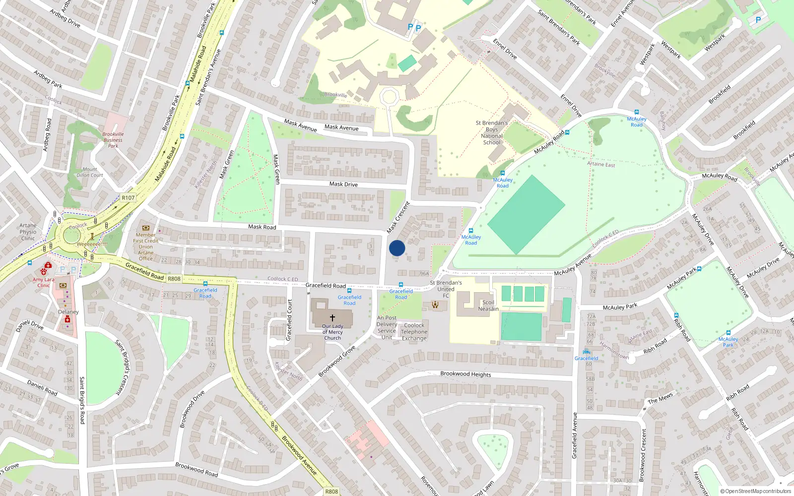 Overhead map showing the location of 6 Mask Crescent, Dublin 5