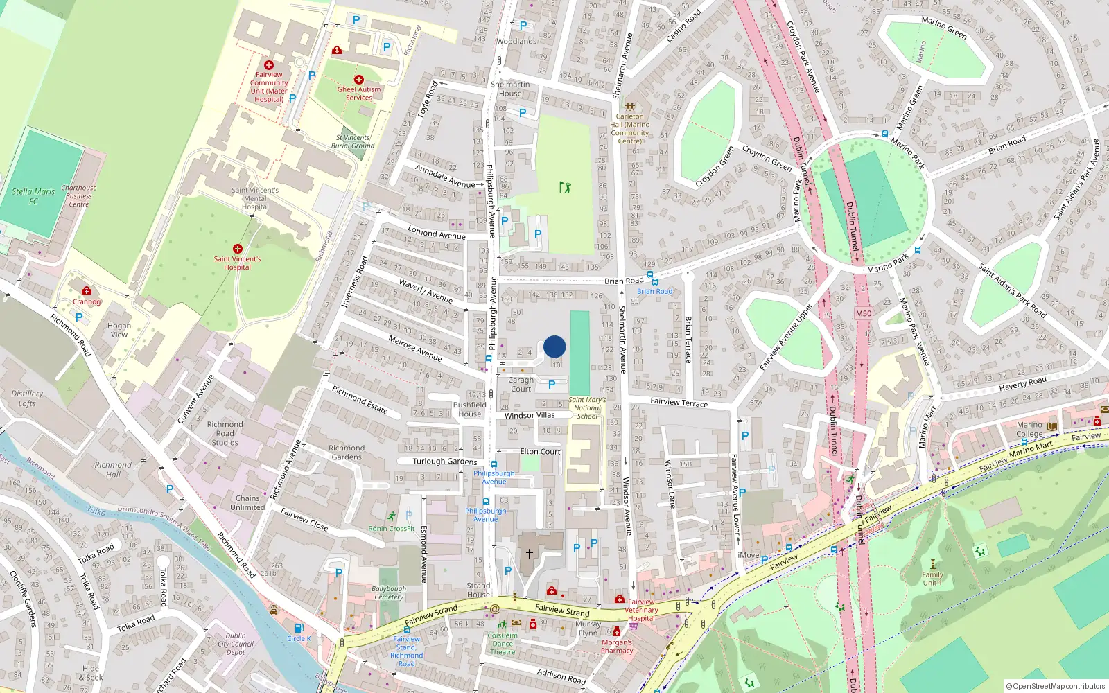 Overhead map showing the location of 6 Melrose Court, Dublin 3