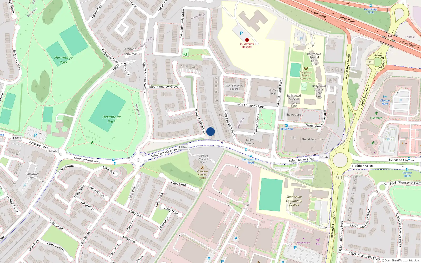 Overhead map showing the location of 6 Mount Andrew Dale, Lucan