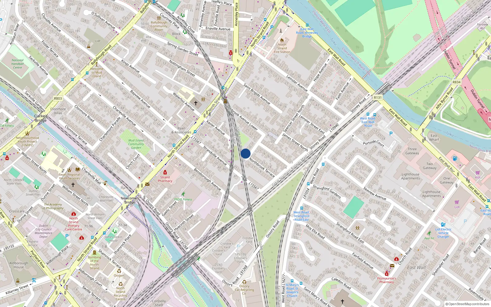 Overhead map showing the location of 6 Northbrook Terrace, North Strand