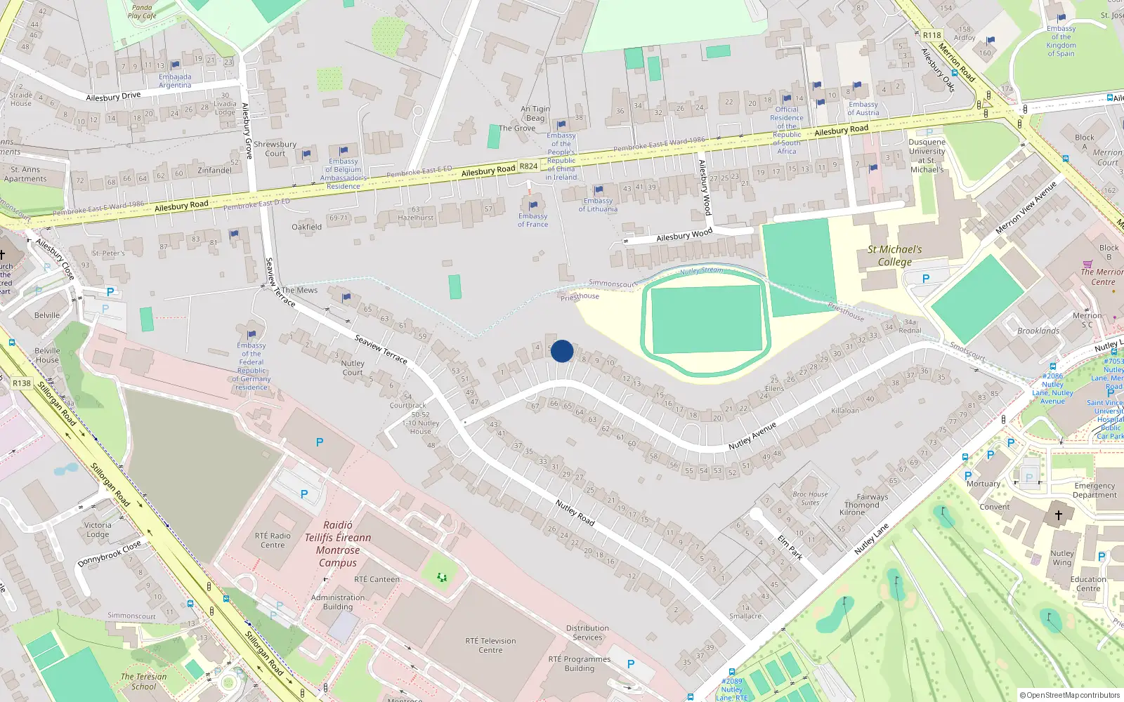 Overhead map showing the location of 6 Nutley Avenue, Priesthouse