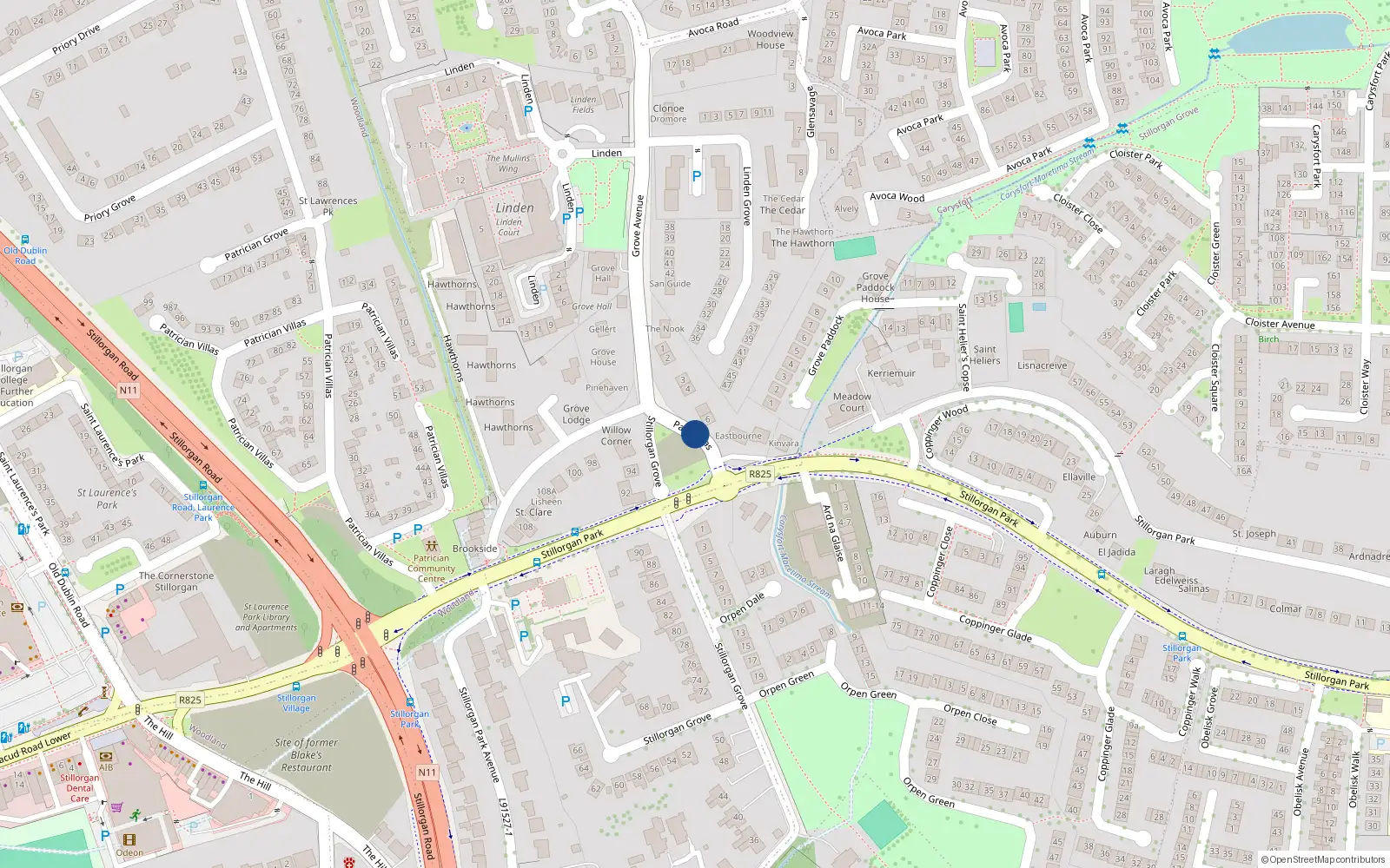 Overhead map showing the location of 6 Park Villas, Dublin
