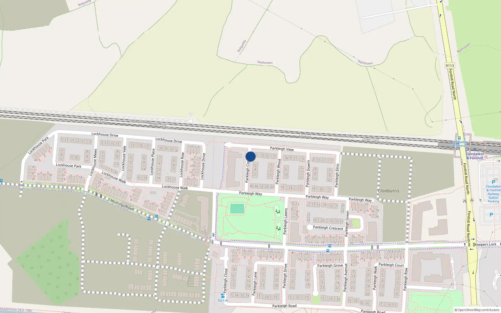 Overhead map showing the location of 6 Parkleigh Copse, Lucan