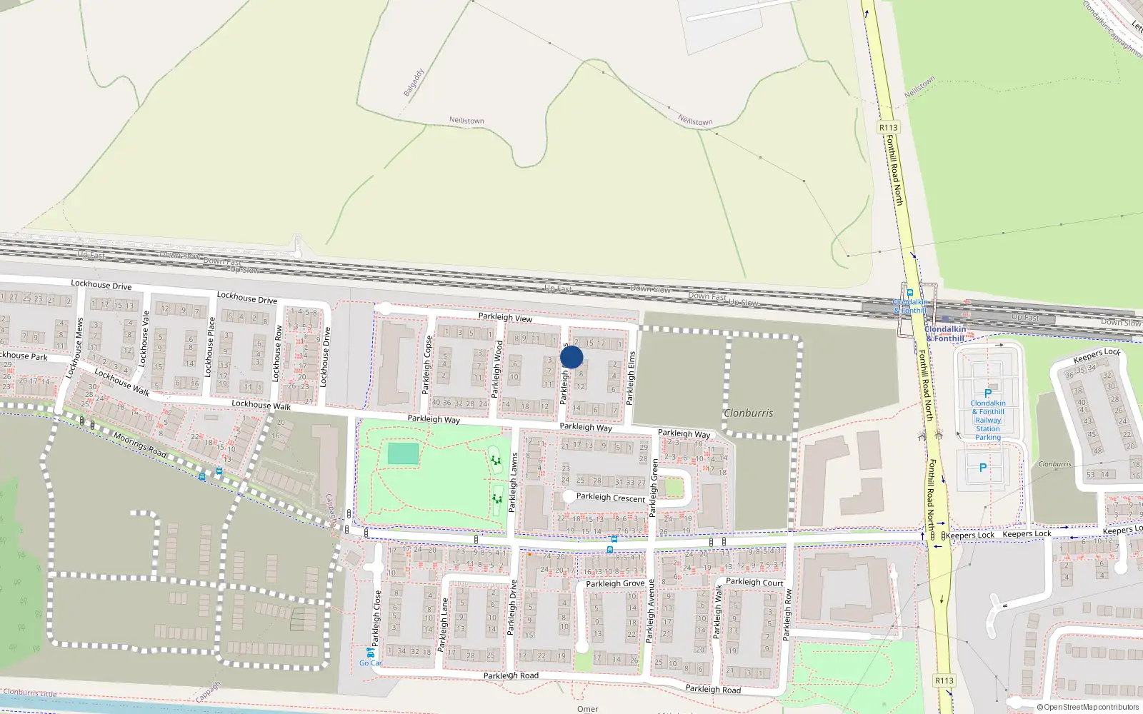 Overhead map showing the location of 6 Parkleigh Downs, Dublin 22