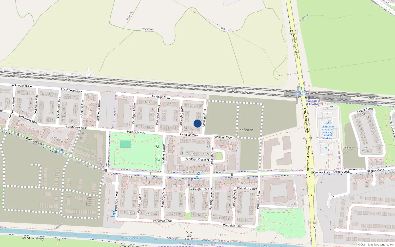Overhead map showing the location of 6 Parkleigh Elms, Clonburris