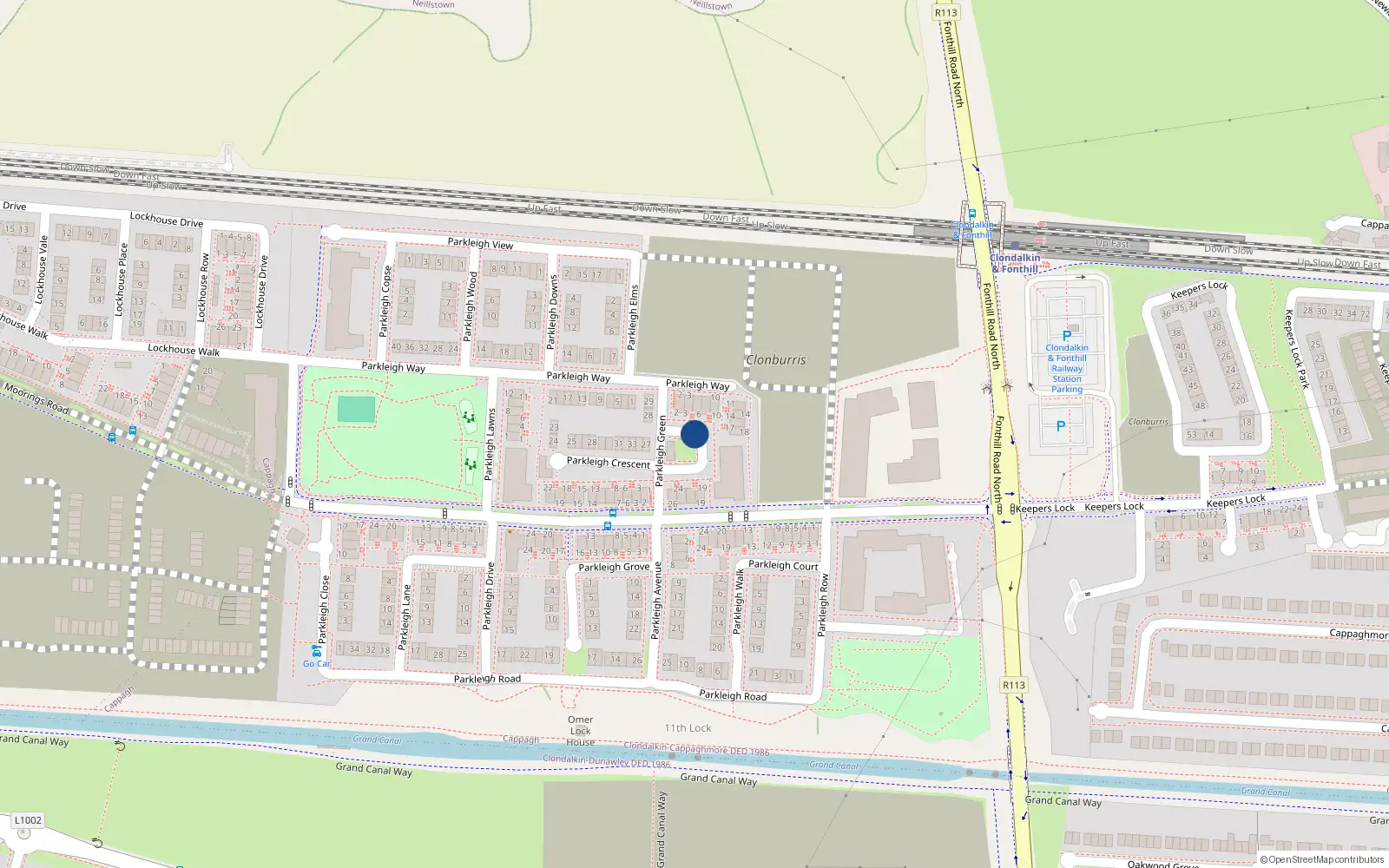 Overhead map showing the location of 6 Parkleigh Green, Cappagh