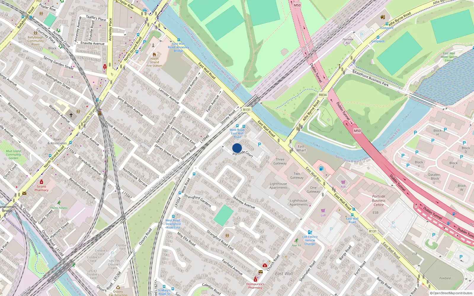 Overhead map showing the location of 6 Portside Court, Dublin 3
