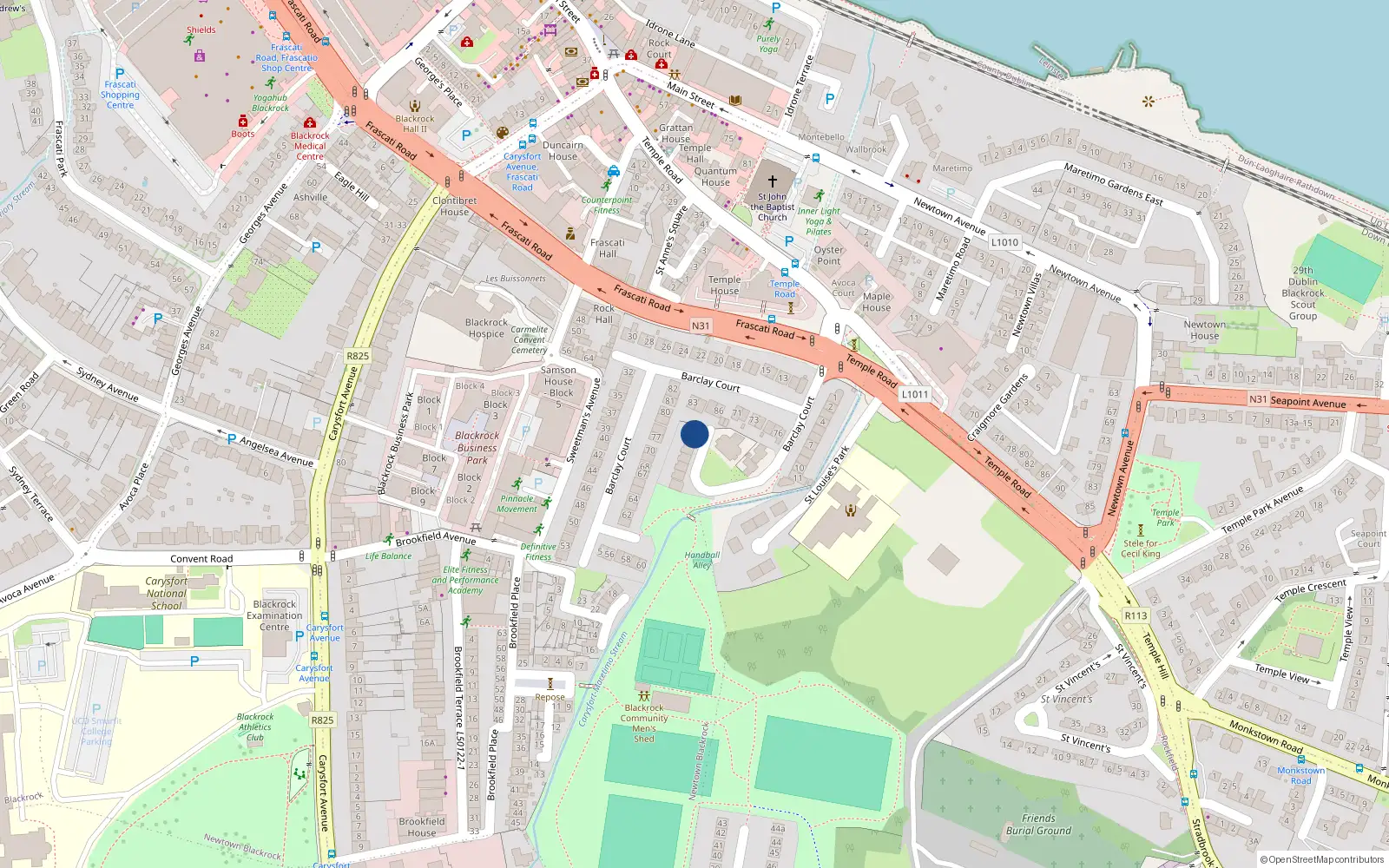 Overhead map showing the location of 6 Prospect Hill, County Dublin