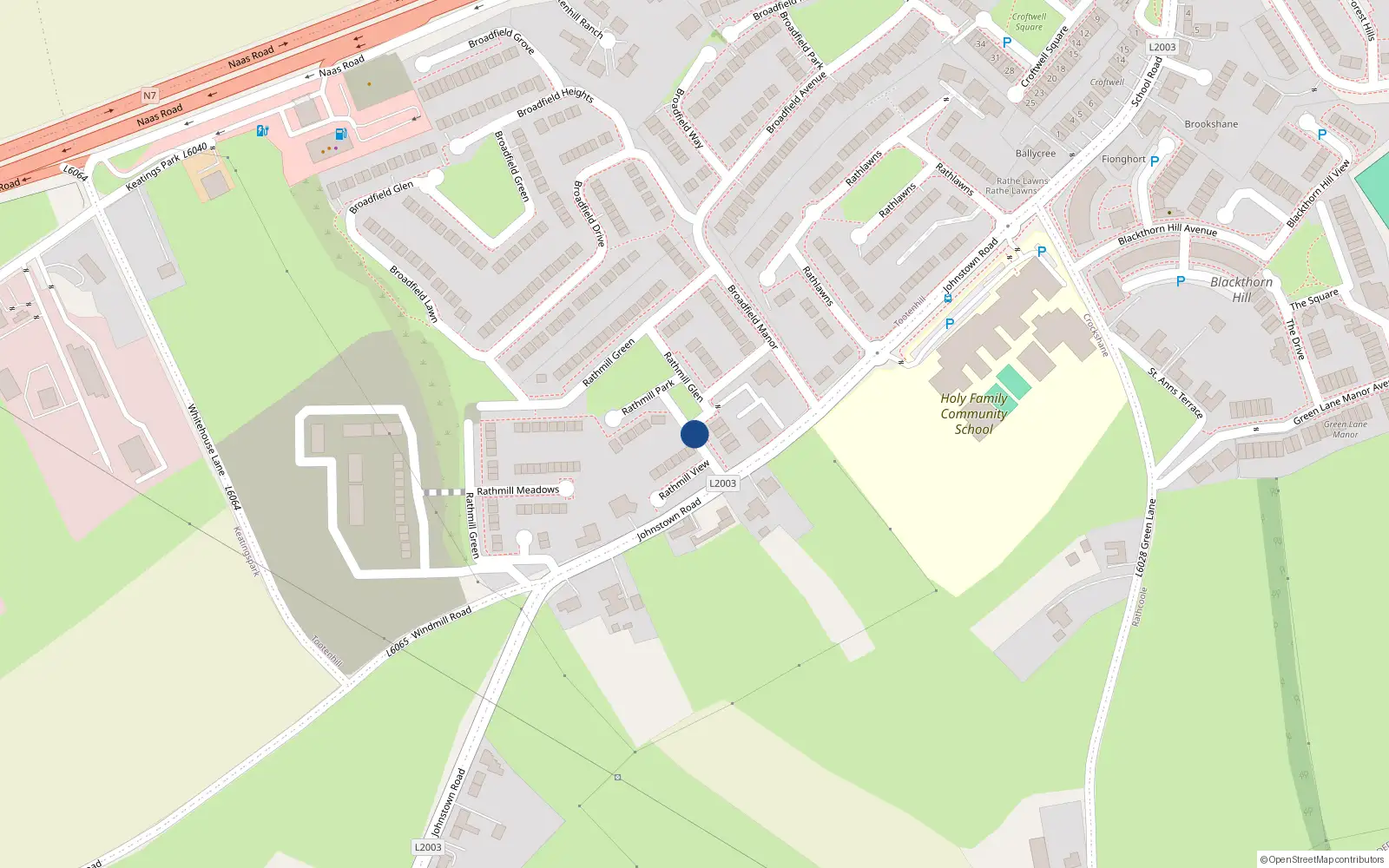Overhead map showing the location of 6 Rathmill View, Tootenhill