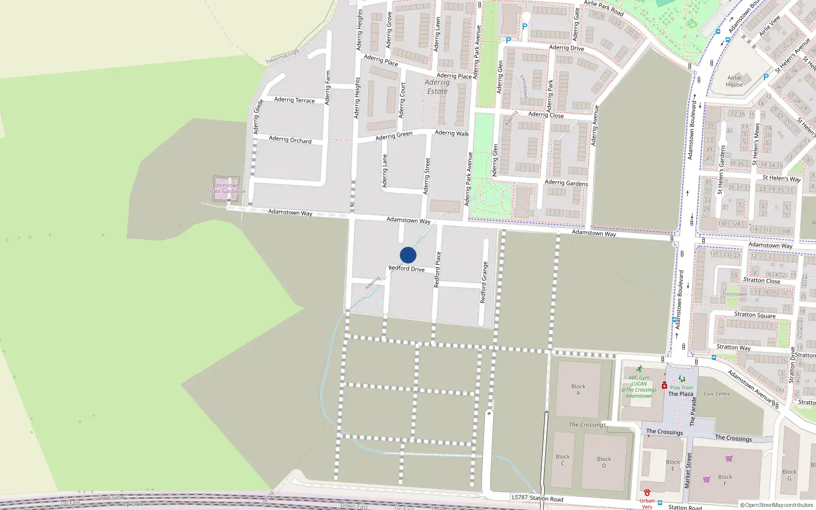 Overhead map showing the location of 6 Redford Drive, Lucan