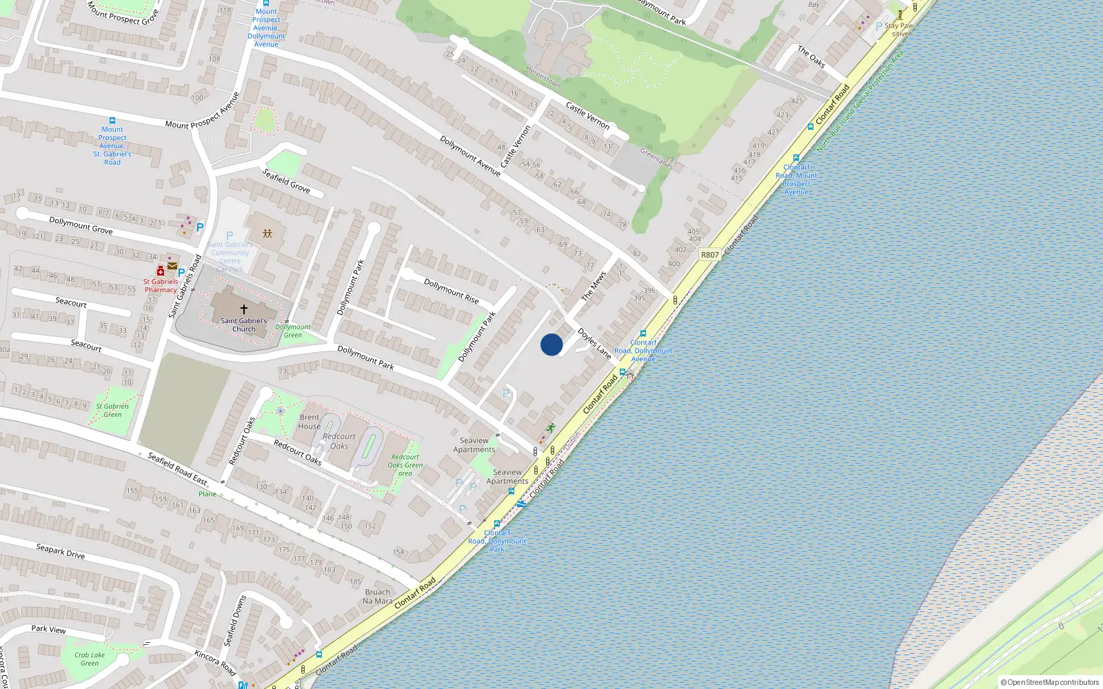 Overhead map showing the location of 6 Rinn Na Mara, Dublin 3