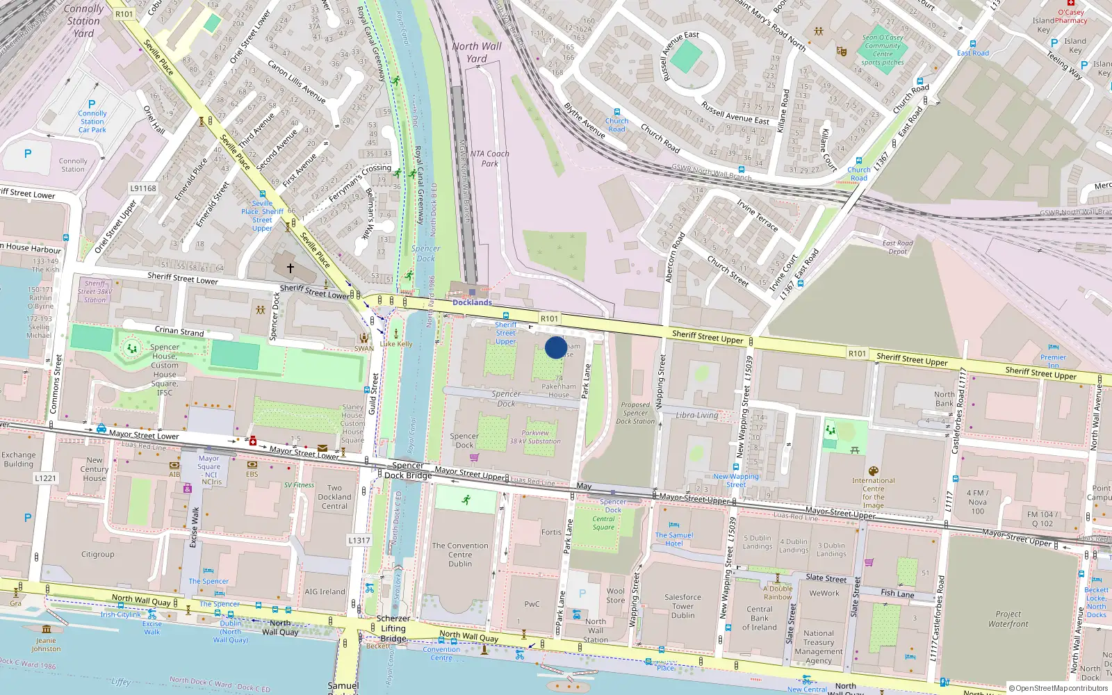 Overhead map showing the location of 6 Riverstown House, Spencer Dock, Dublin 1