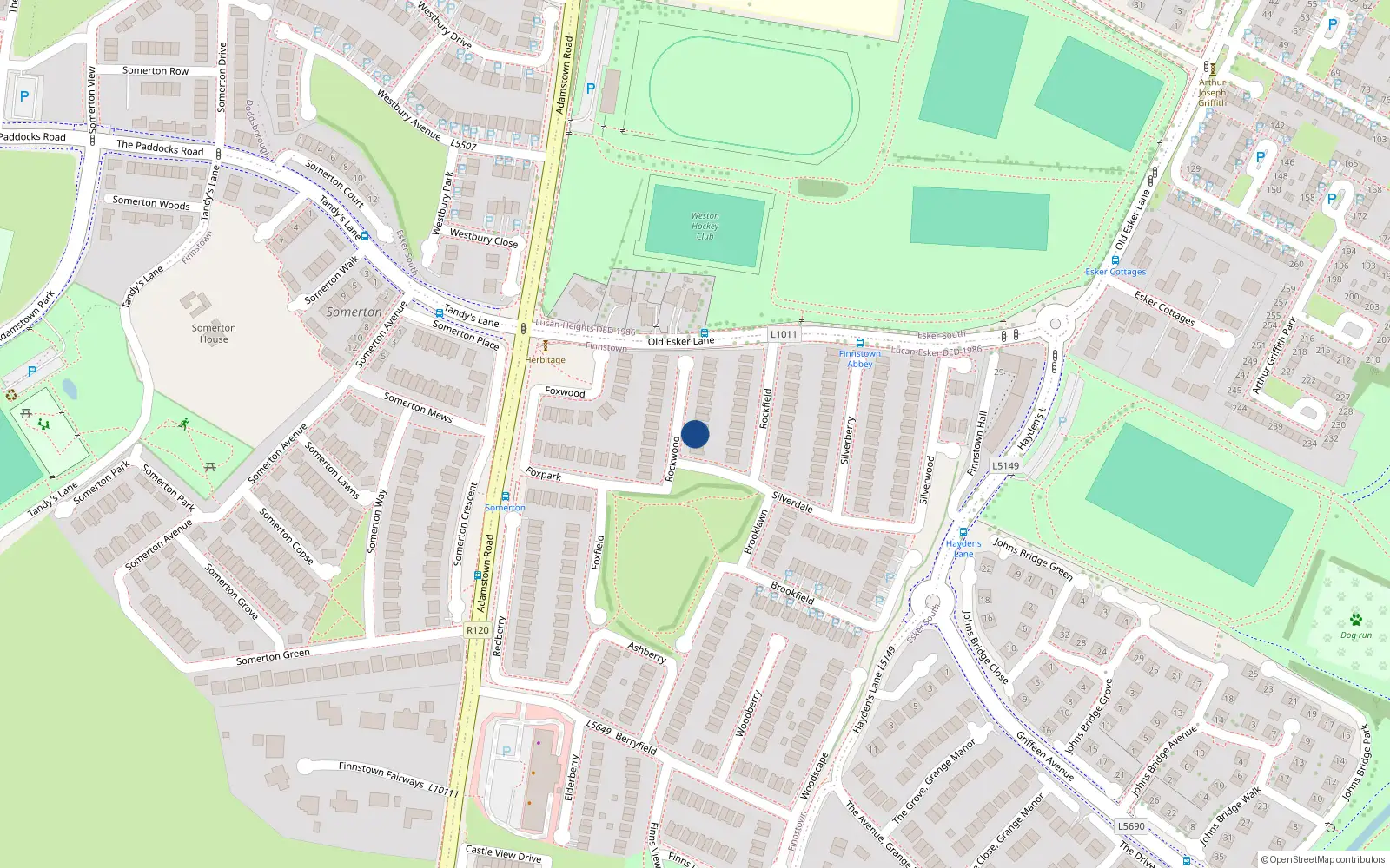 Overhead map showing the location of 6 Rockwood, Finnstown Abbey, Lucan