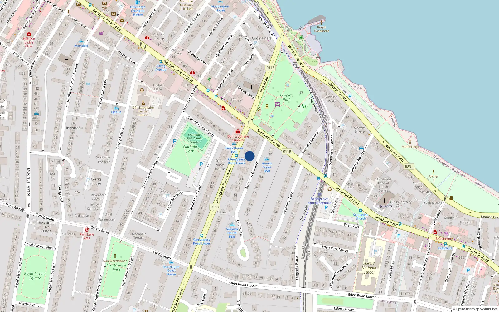 Overhead map showing the location of 6 Rosmeen Gardens, Co. Dublin