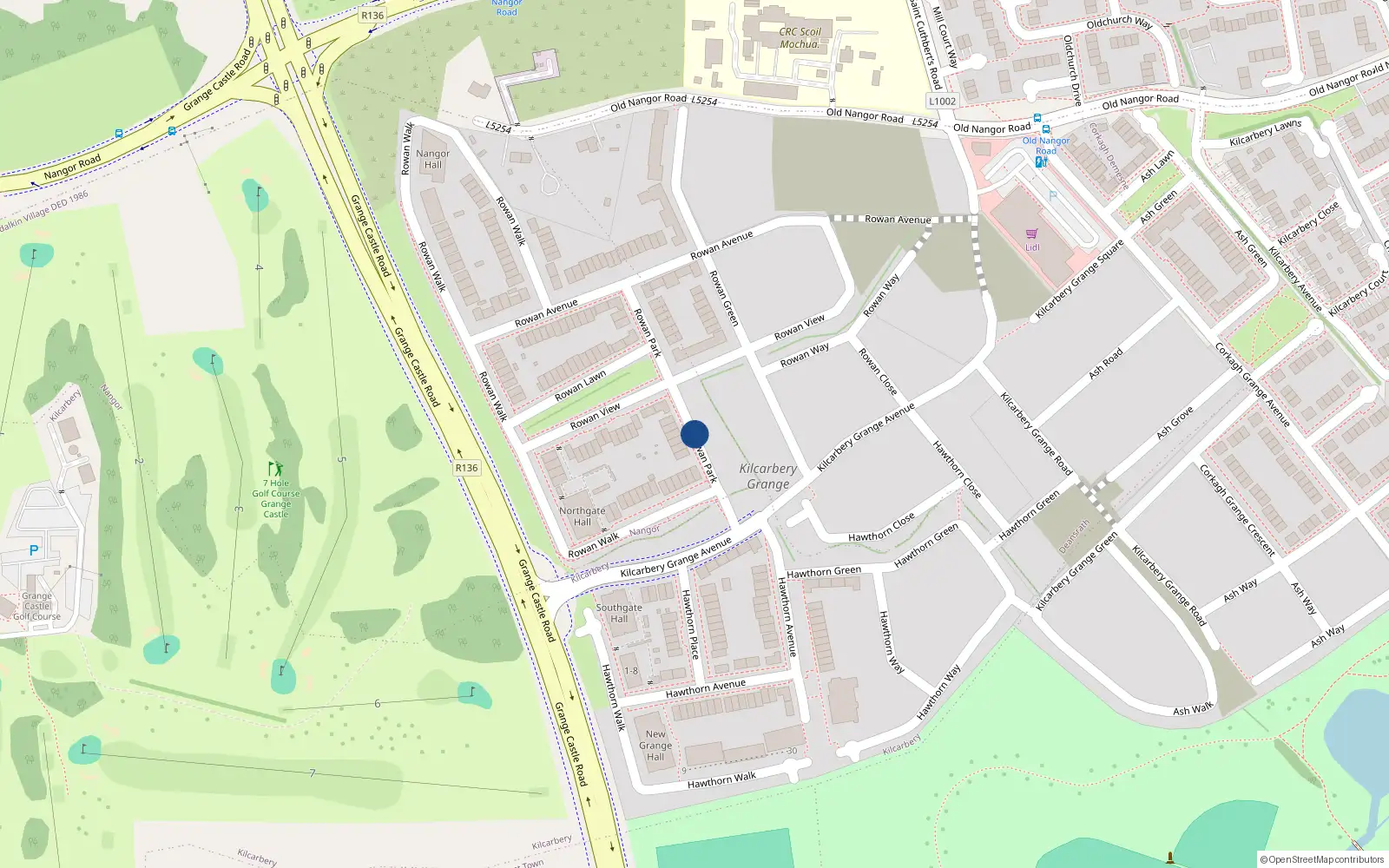 Overhead map showing the location of 6 Rowan Park, Nangor