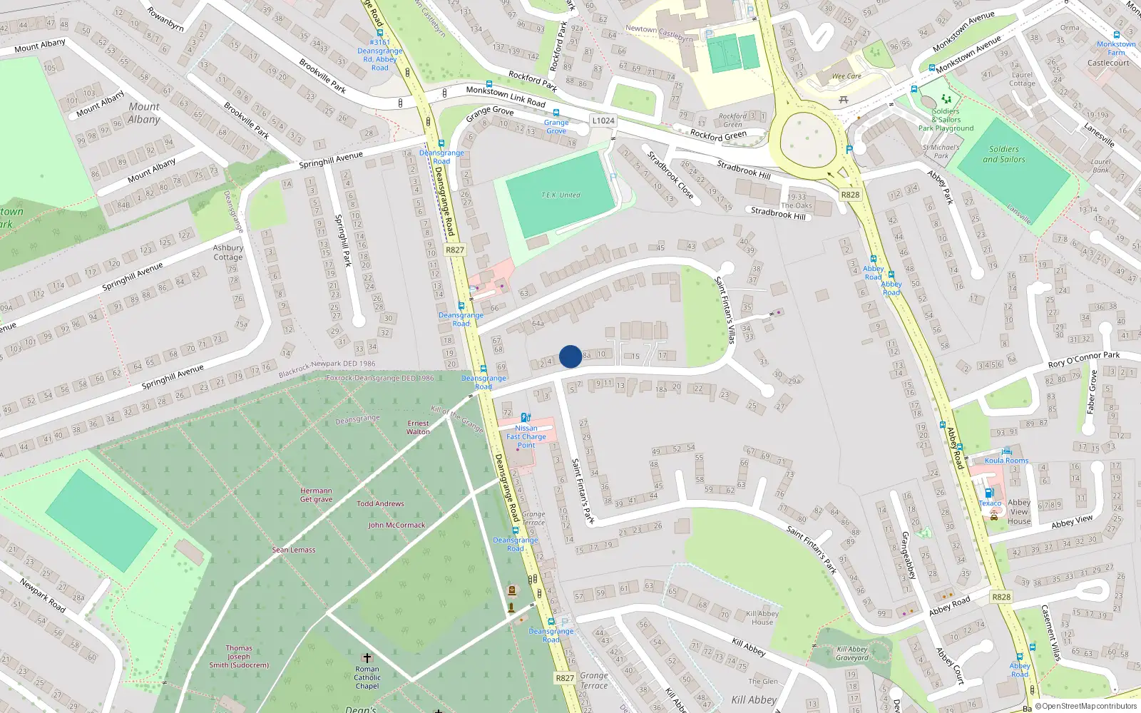 Overhead map showing the location of 6 Saint Fintan's Villas, Blackrock