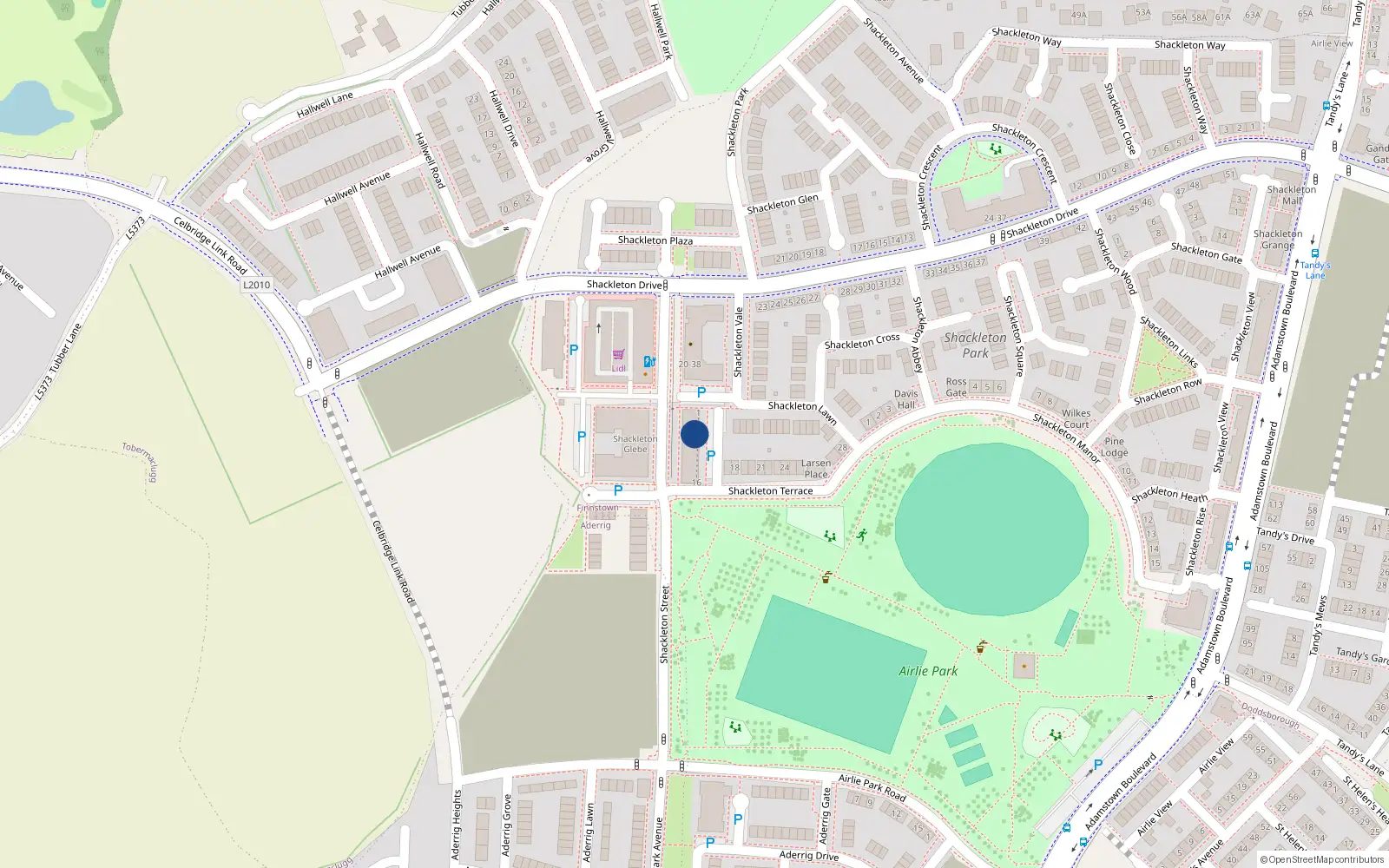 Overhead map showing the location of 6 Shackleton Terrace, Finnstown