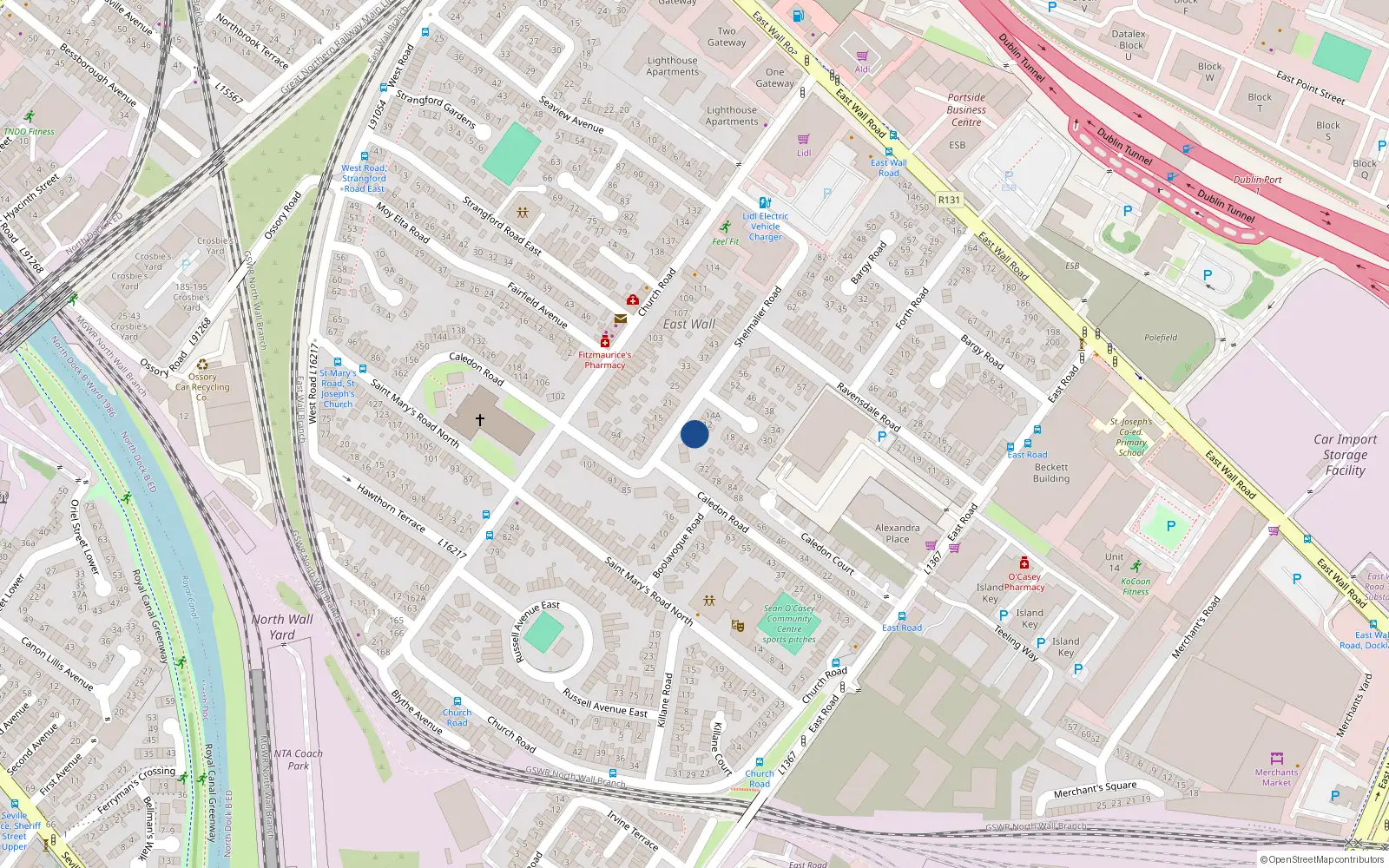 Overhead map showing the location of 6 Shelmalier Road, Dublin 3