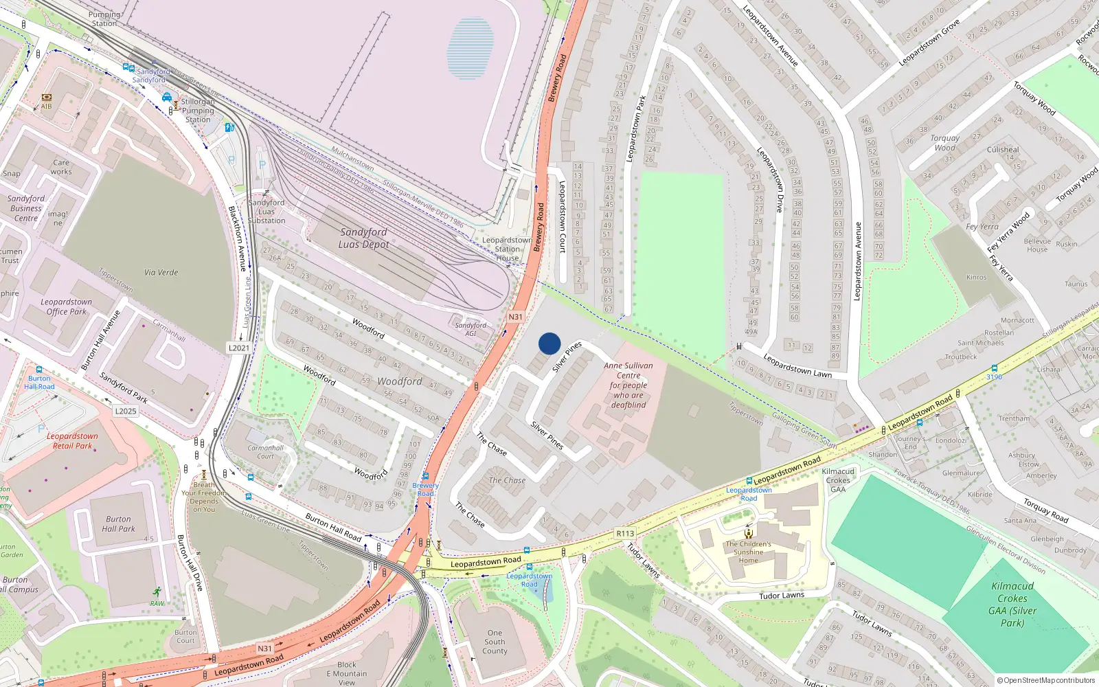 Overhead map showing the location of 6 Silver Pines, Blackrock
