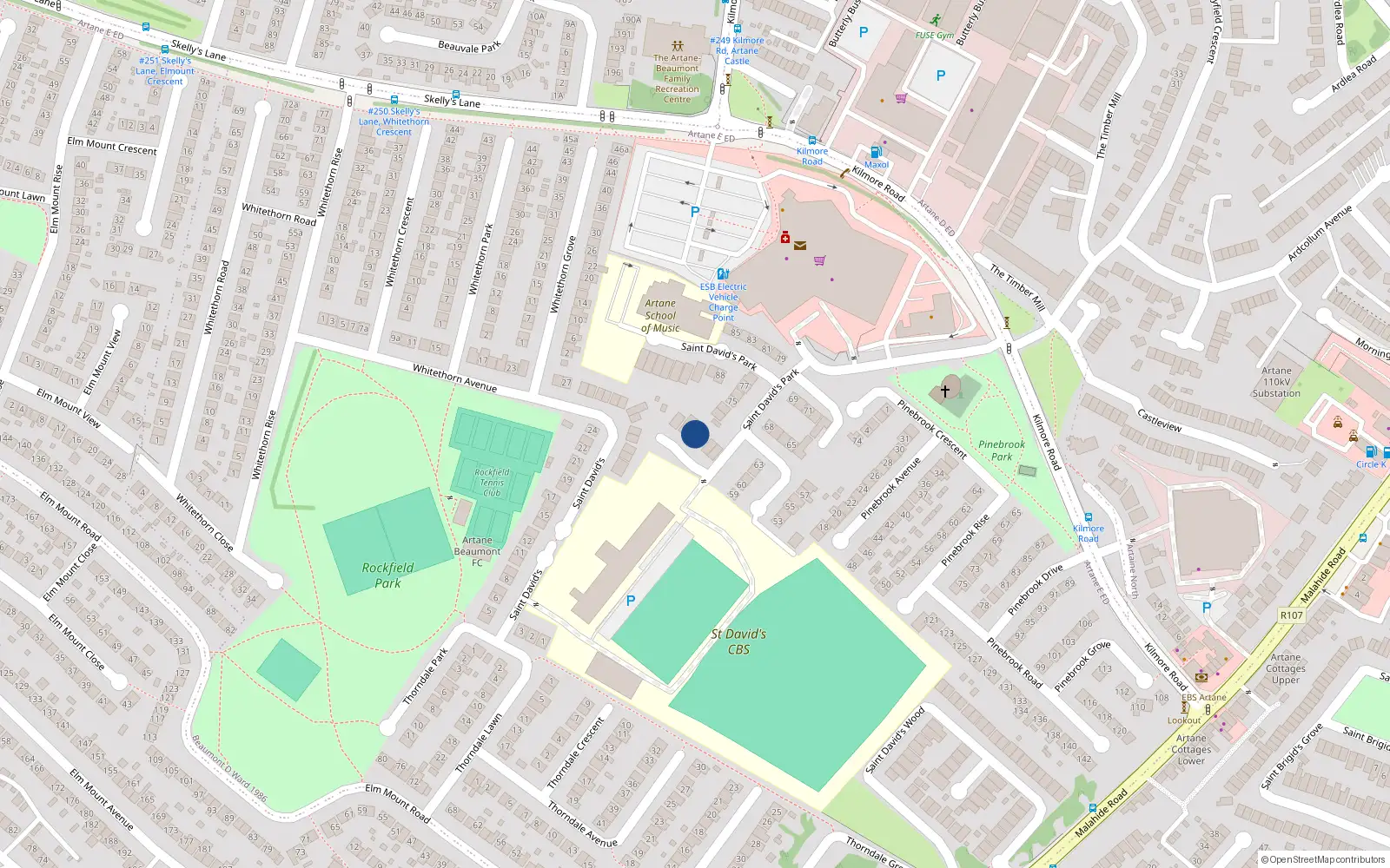 Overhead map showing the location of 6 Saint David's Court, Dublin 5