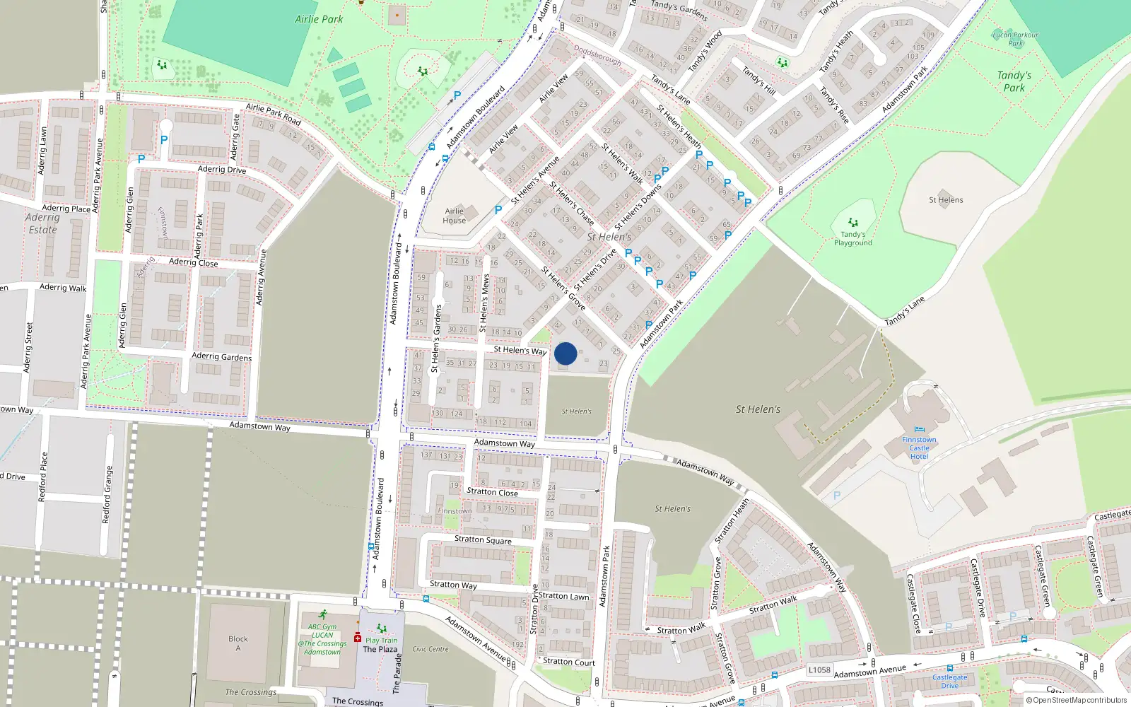 Overhead map showing the location of 6 Saint Helens Way, Lucan