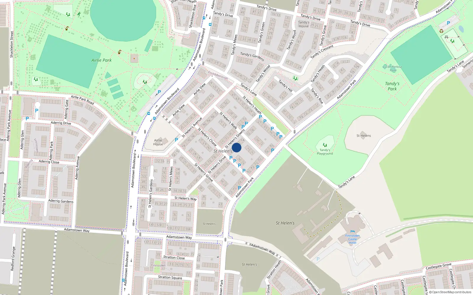 Overhead map showing the location of 6 Saint Helen's Downs, Lucan
