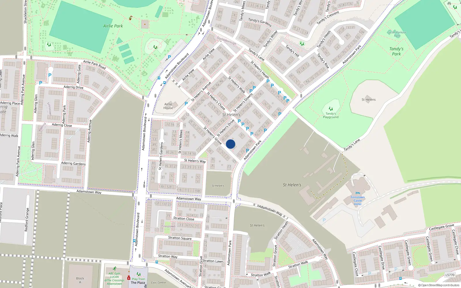 Overhead map showing the location of 6 Saint Helen's Grove, Lucan