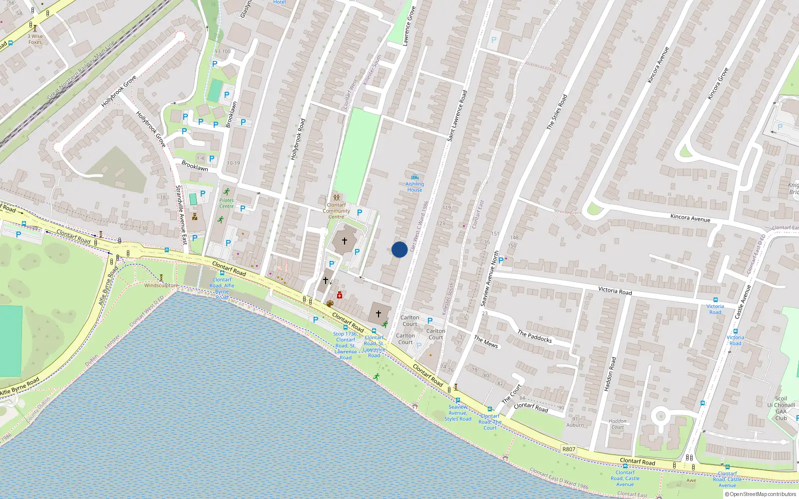 Overhead map showing the location of 6 St Laurence Road, Clontarf, Dublin 3