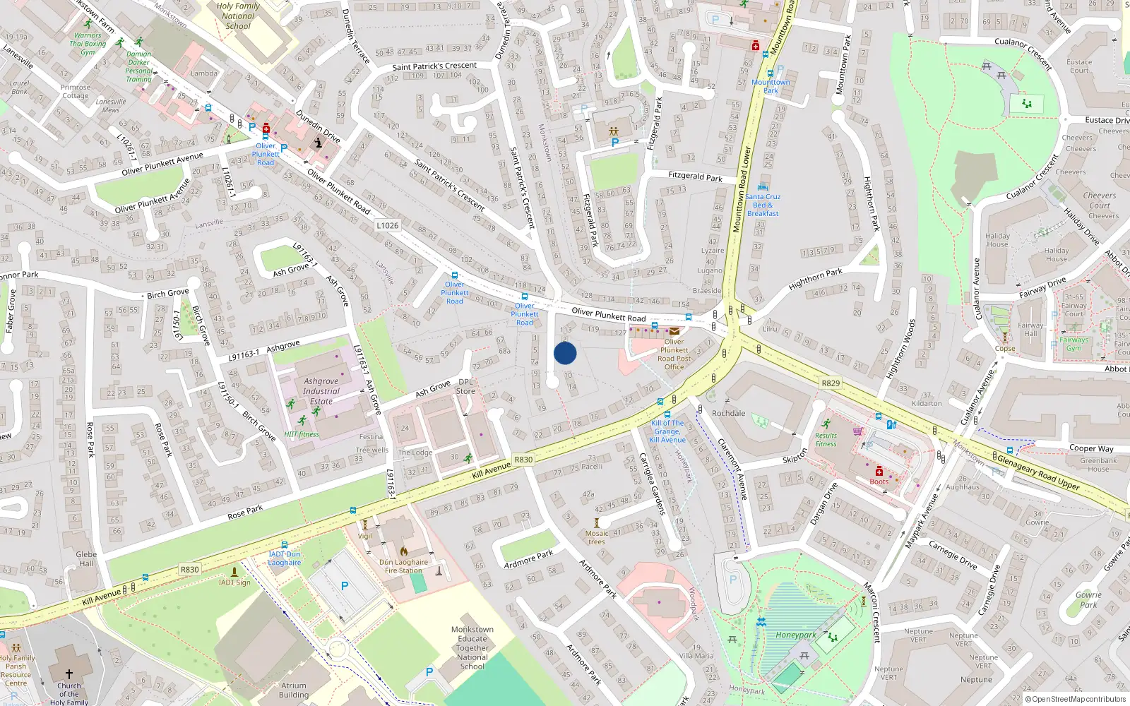 Overhead map showing the location of 6 St Patricks Terrace, Dun Laoghaire, Dublin
