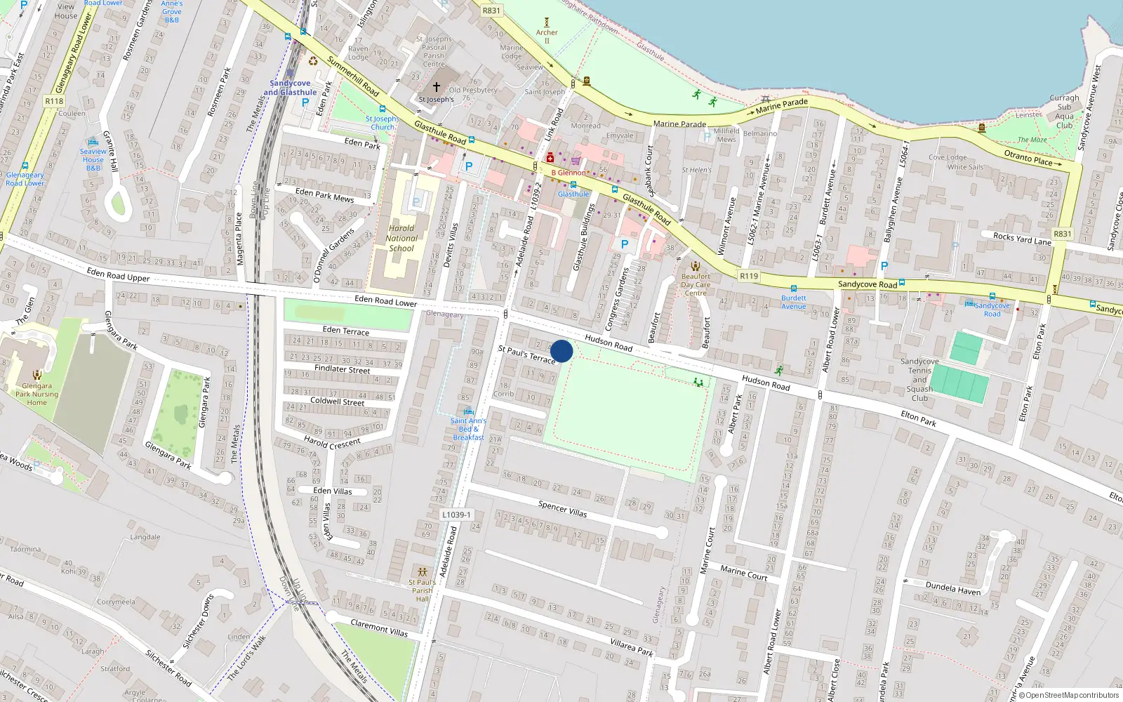 Overhead map showing the location of 6 St Pauls Terrace, Glenageary, County Dublin