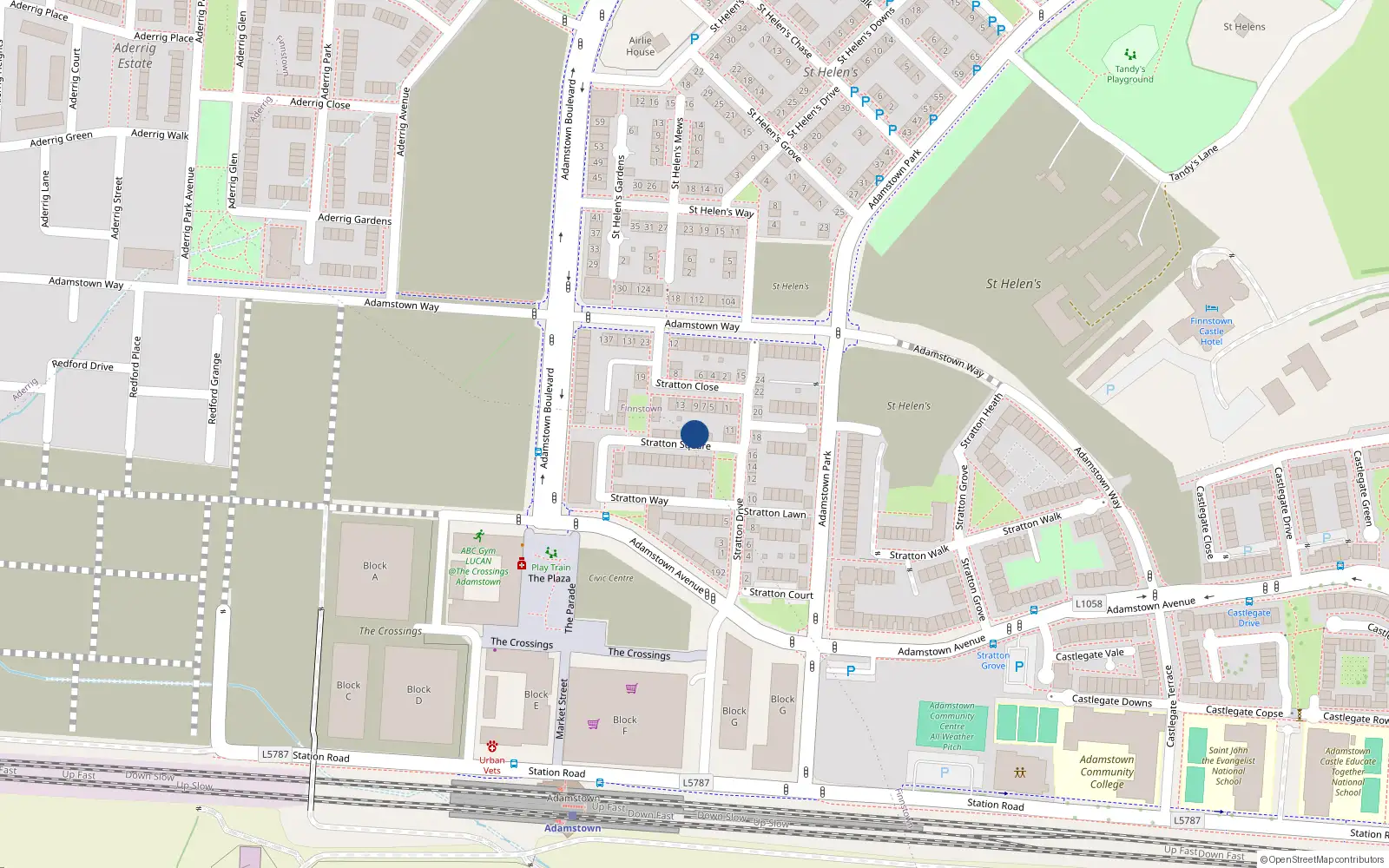 Overhead map showing the location of 6 Stratton Square, Lucan