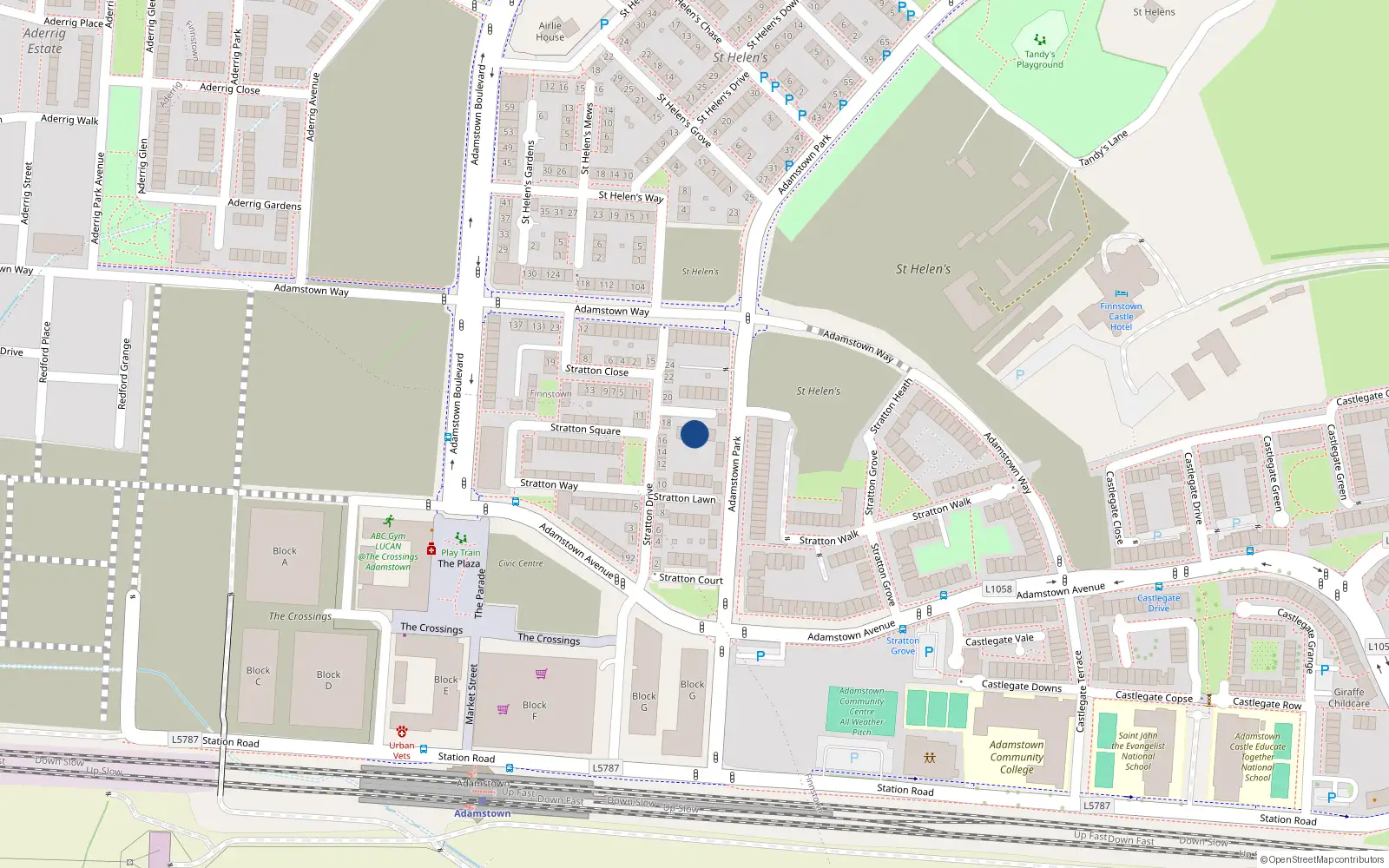 Overhead map showing the location of 6 Stratton Vale, Lucan
