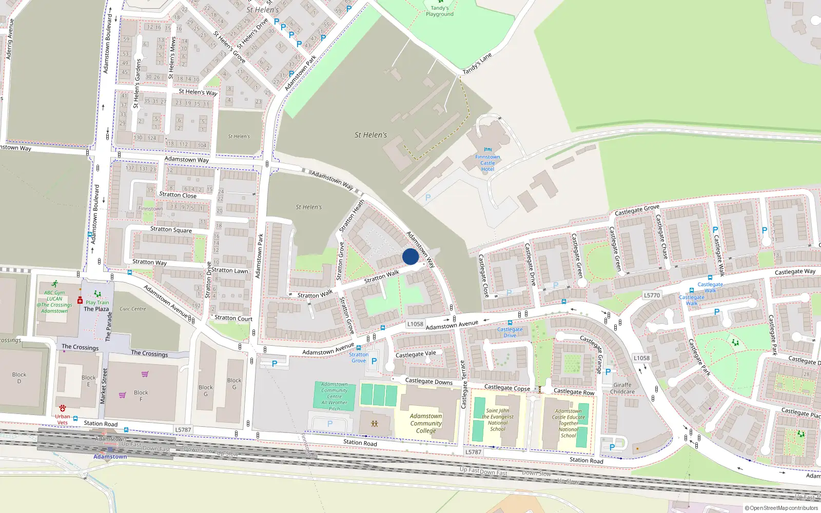 Overhead map showing the location of 6 Stratton Walk, Lucan