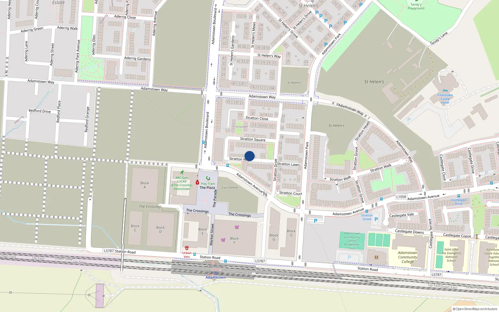 Overhead map showing the location of 6 Stratton Way, Lucan
