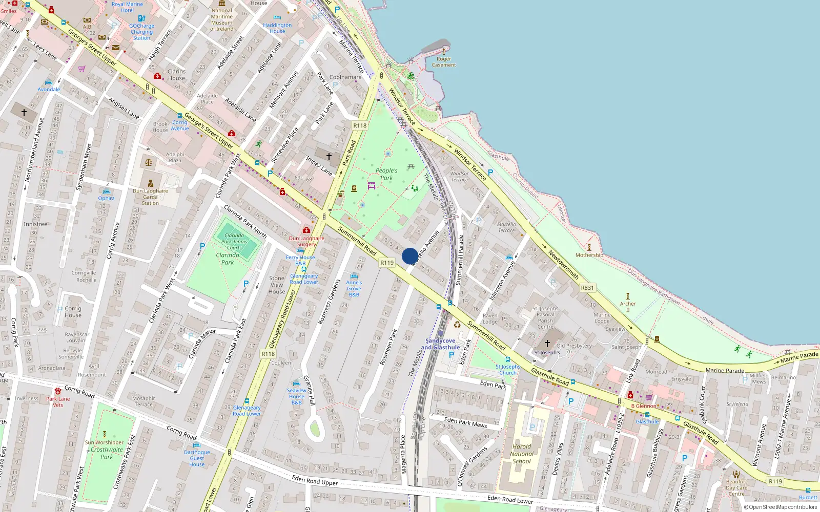 Overhead map showing the location of 6 Summerhill Road, Dublin