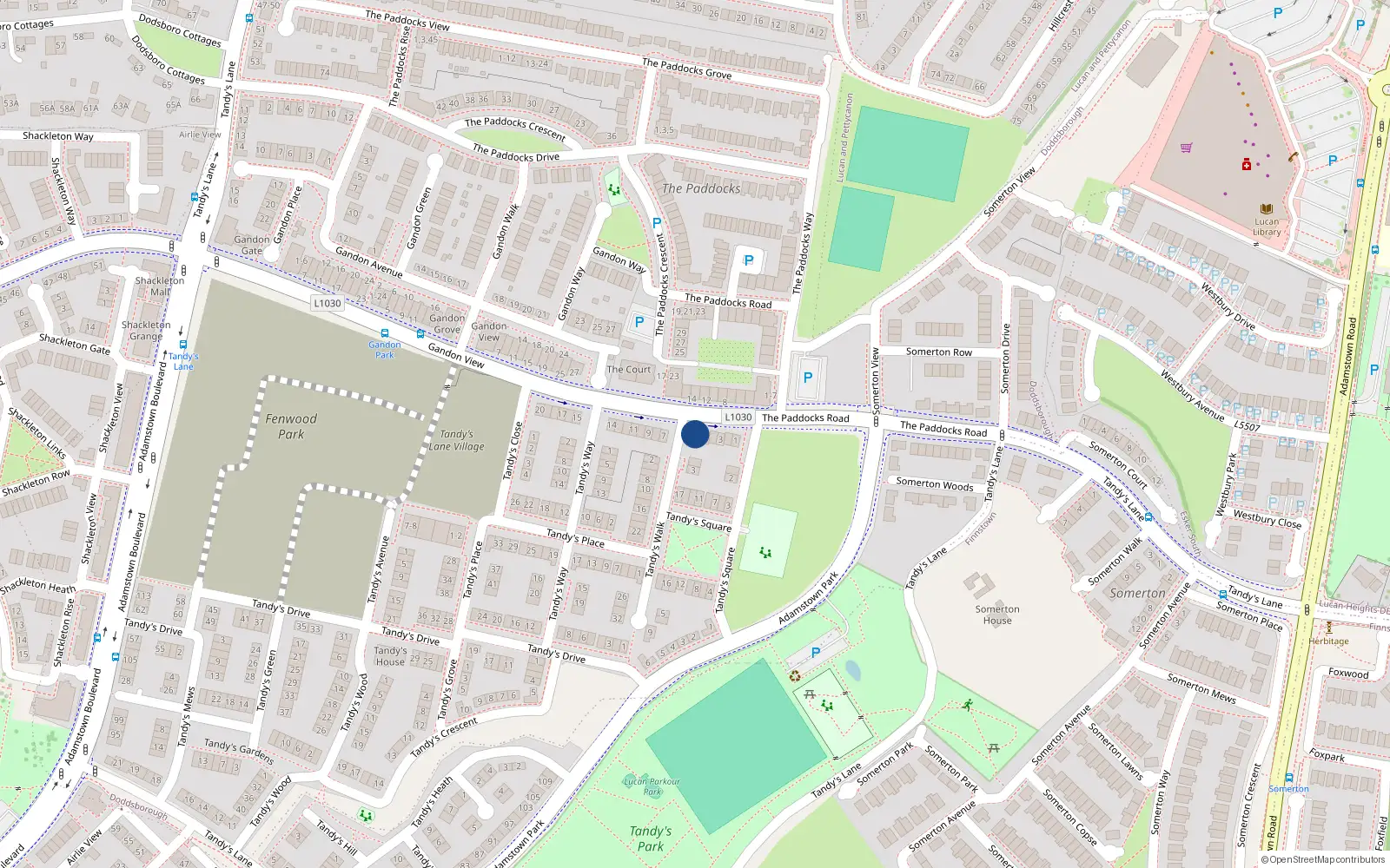 Overhead map showing the location of 6 Tandy's Gate, Lucan
