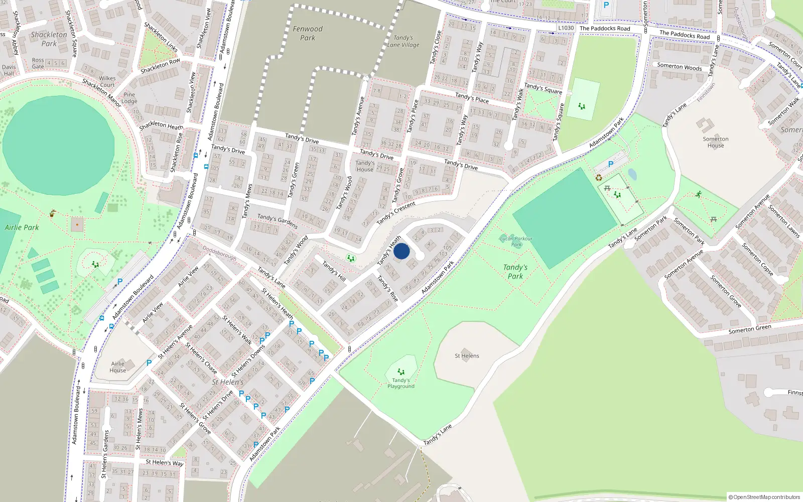 Overhead map showing the location of 6 Tandy's Heath, Lucan