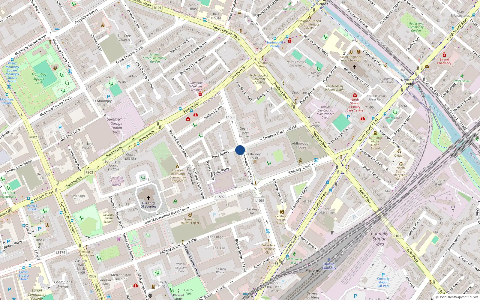 Overhead map showing the location of 6 Terrace Place, Dublin 1