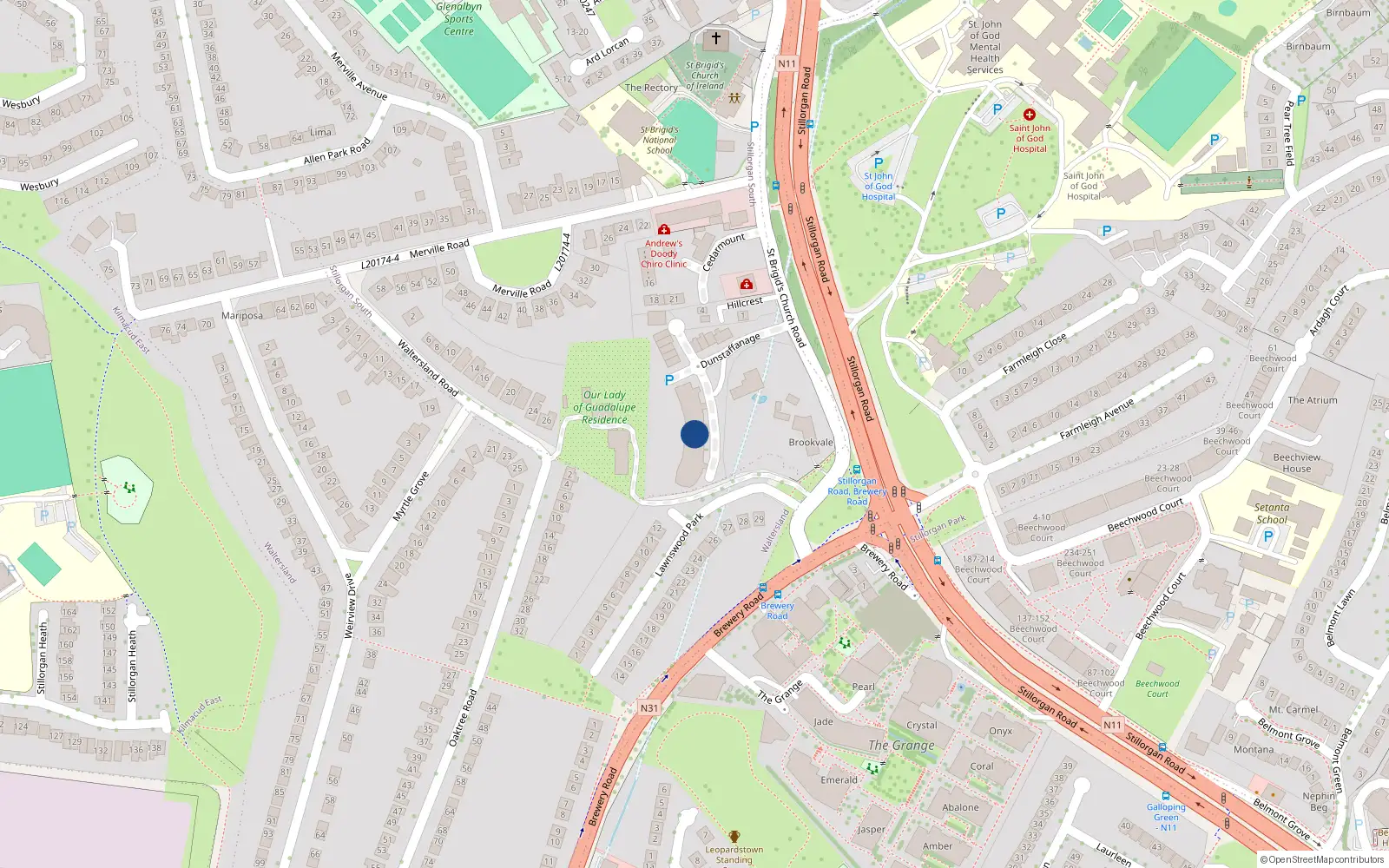 Overhead map showing the location of 6 the Alders, Dunstaffnage Hall, Stillorgan