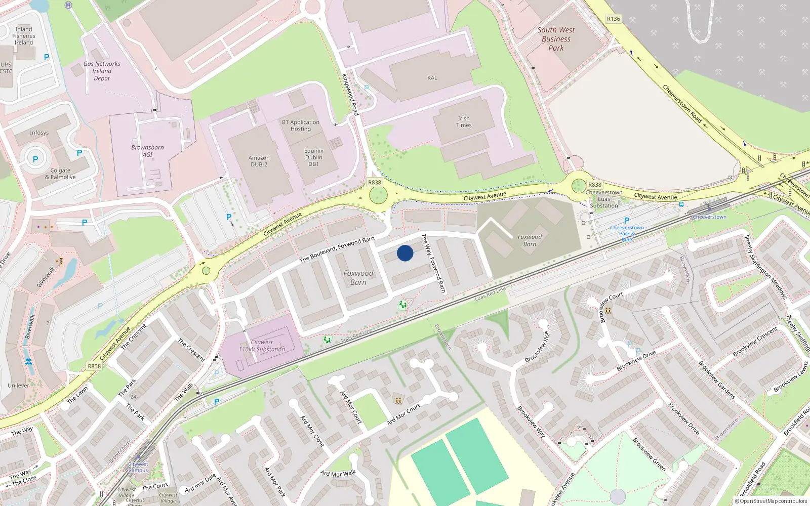 Overhead map showing the location of 6 The Avenue, Brownsbarn