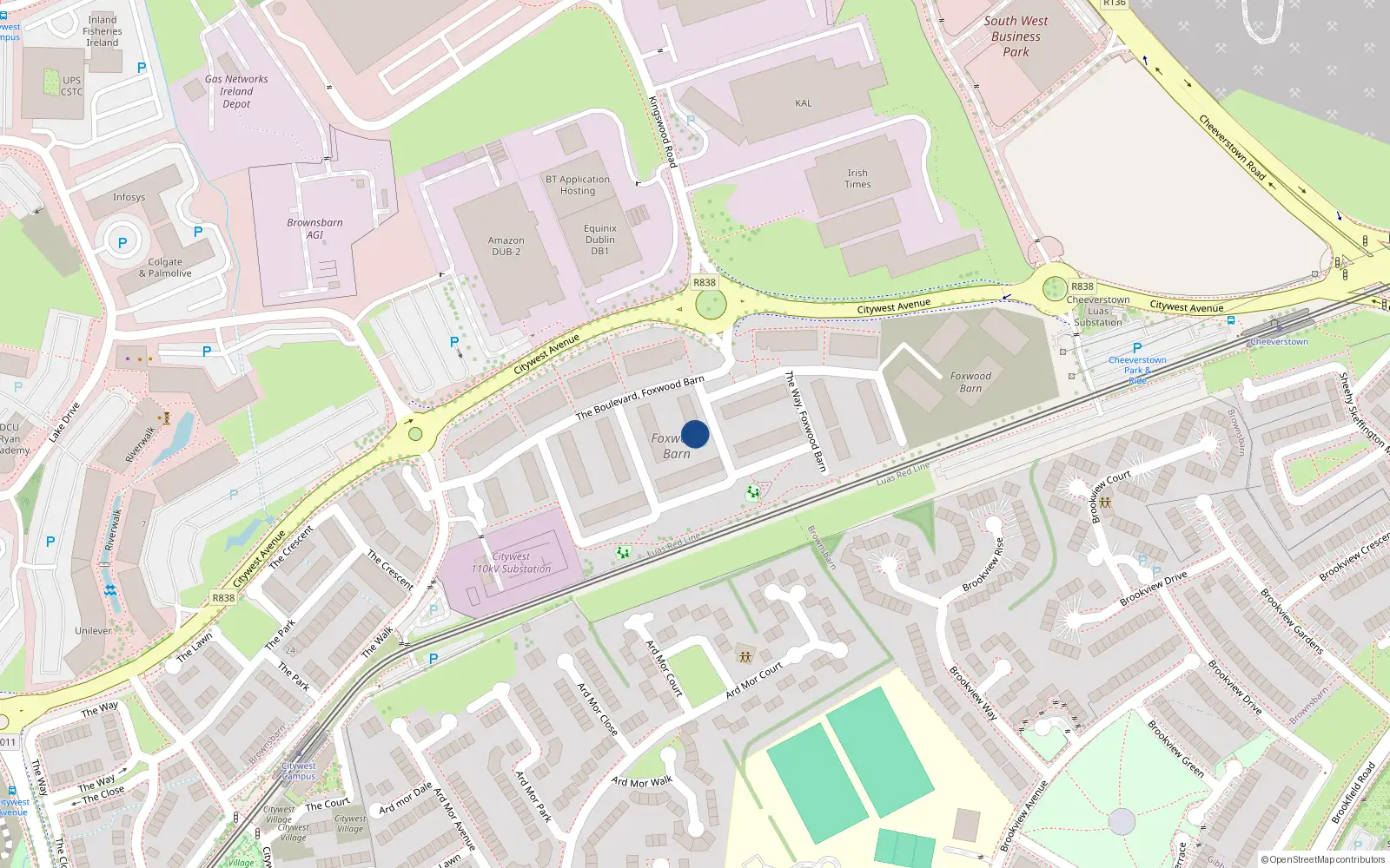 Overhead map showing the location of 6 The Close, Brownsbarn