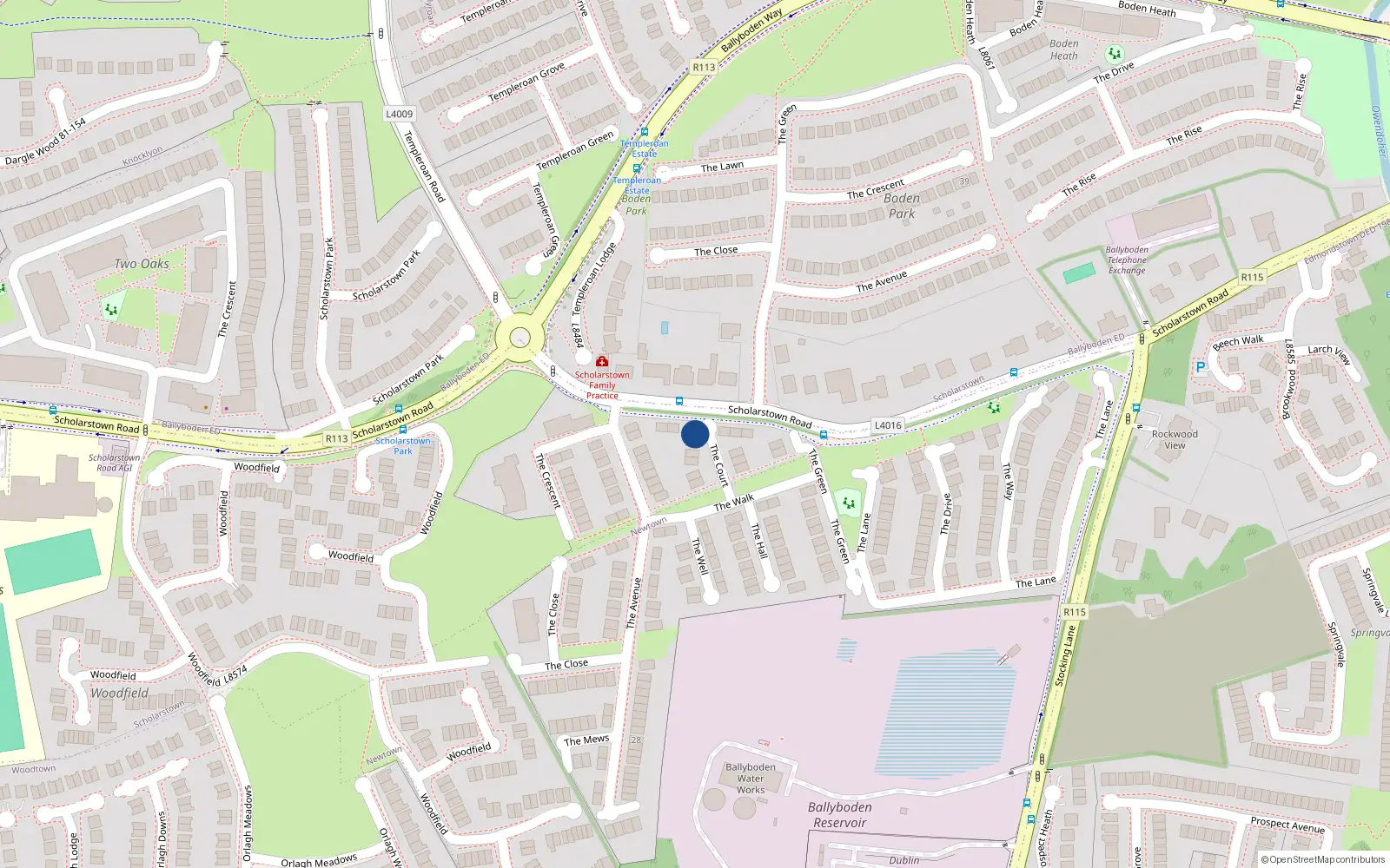 Overhead map showing the location of 6 The Court, Dublin 16