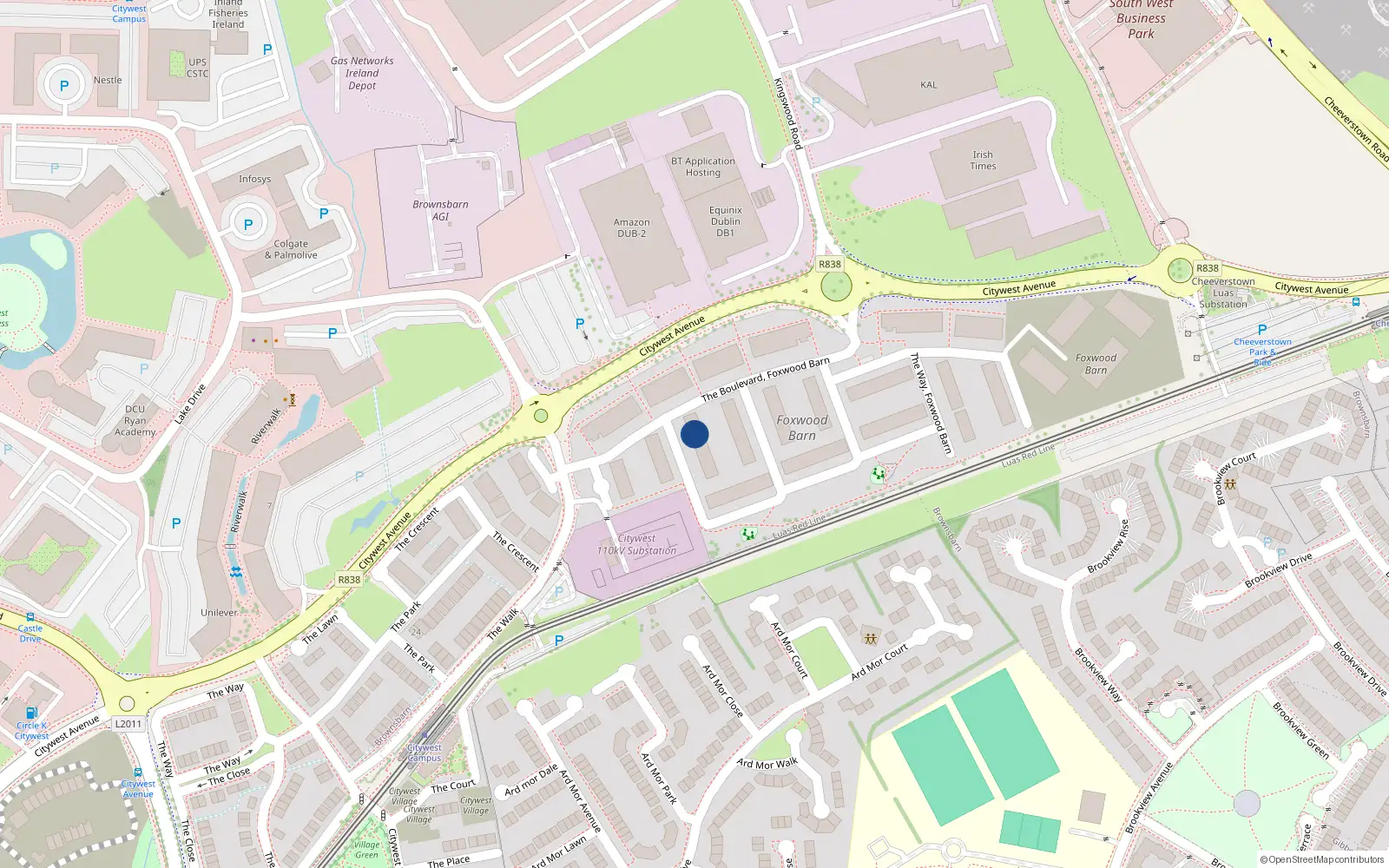 Overhead map showing the location of 6 The Cresent, Brownsbarn
